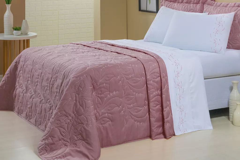 COBRE LEITO QUEEN SINTONIA 03 PEÇAS - 200 FIOS - BORDADO foto adicional 1