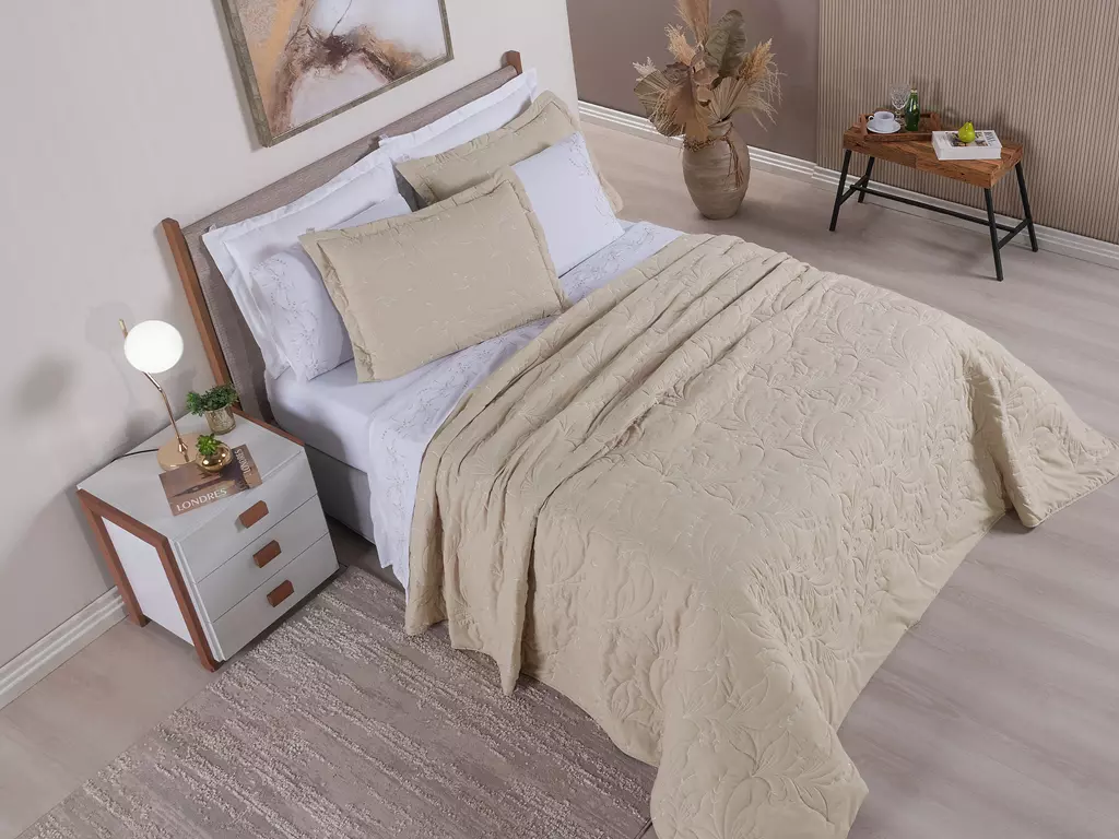 COBRE LEITO KING SINTONIA 03 PEÇAS - 200 FIOS - BORDADO - MEDIDA SUPER KING foto adicional 2