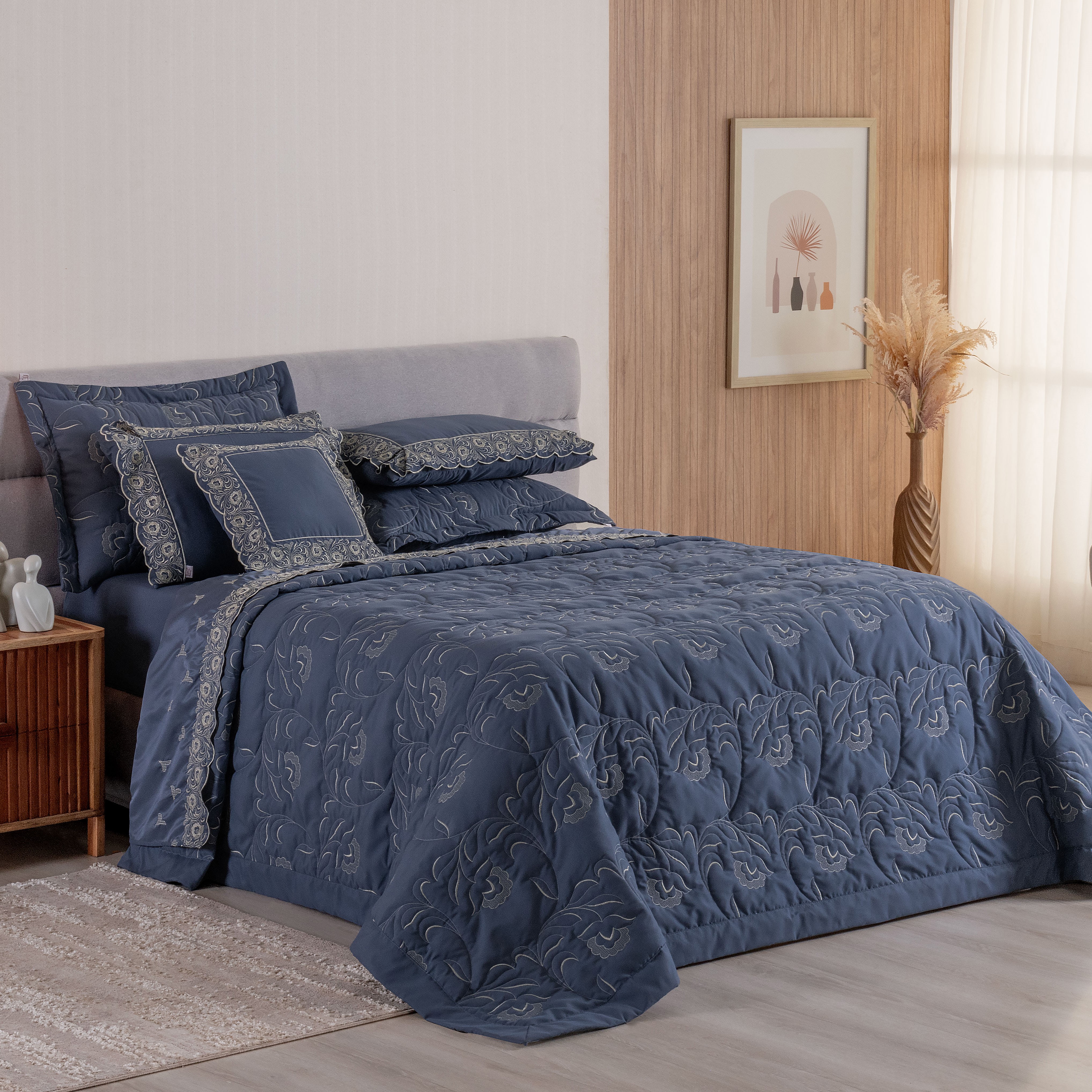 COBRE LEITO  BORDADO QUEEN ELEGANCE 3 PEÇAS - 400 FIOS HIPERCAL foto adicional 2