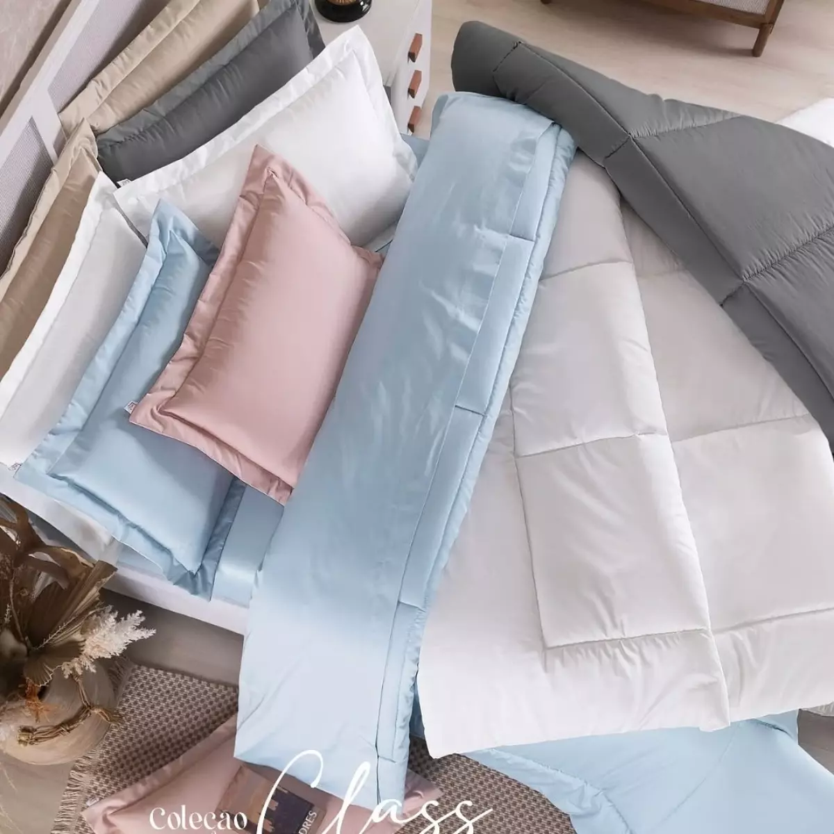 KIT EDREDOM KING CLASS  03 PEÇAS -  400 FIOS ACETINADOS - DUPLA FACE -  4 CORES foto adicional 8