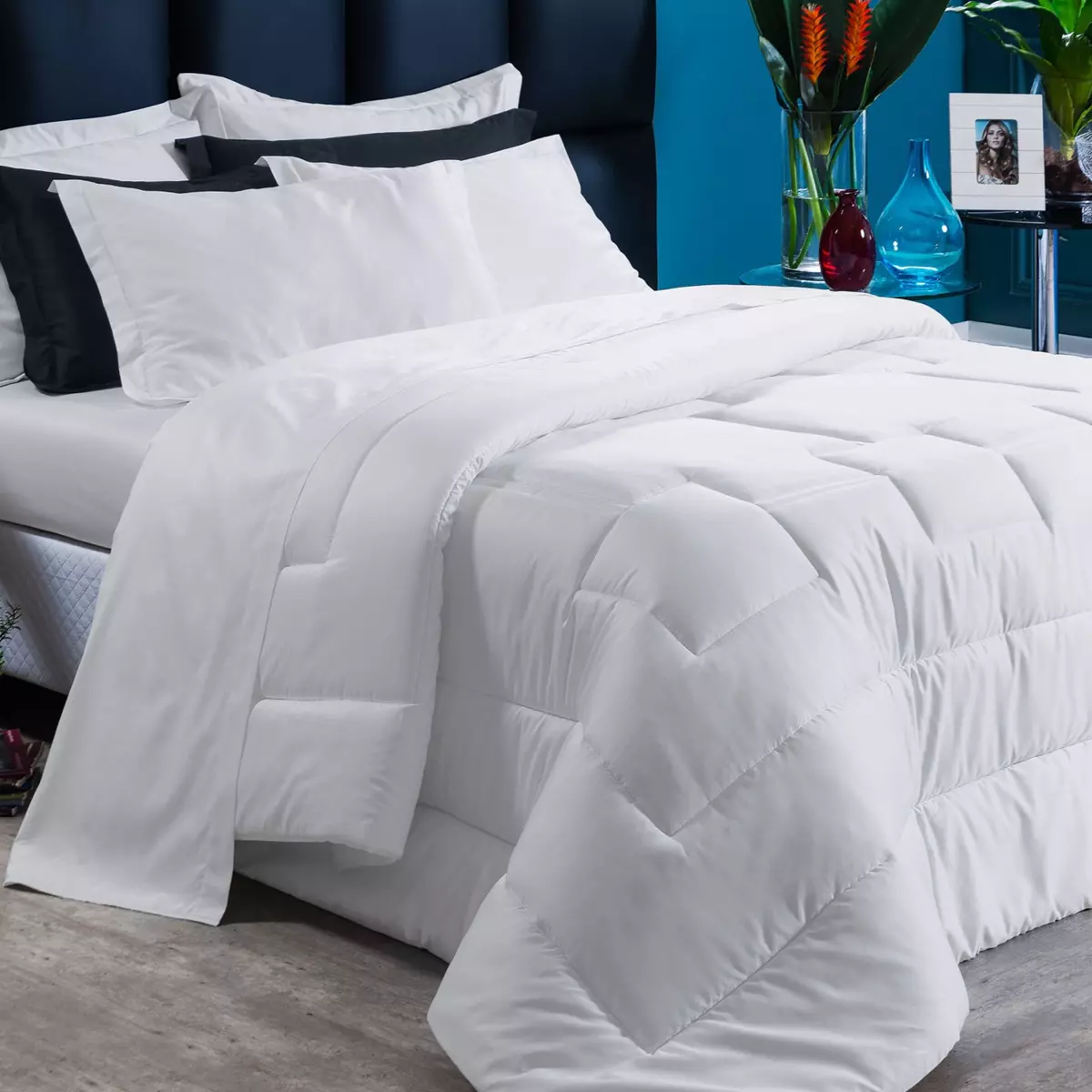 KIT EDREDOM QUEEN CLASS 03 PEÇAS - DUPLA FACE - 400 FIOS ACETINADOS - 4 CORES foto adicional 2