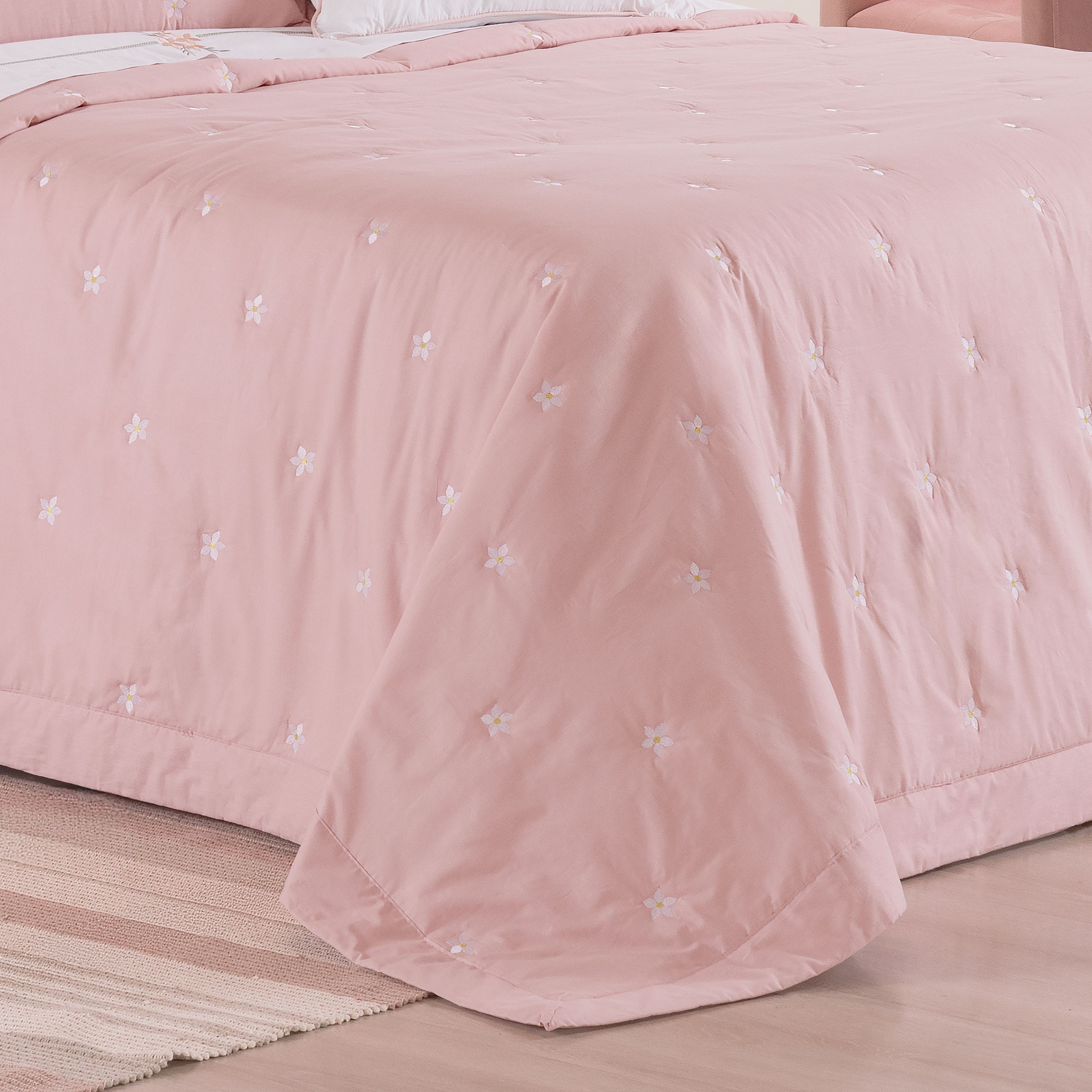 COBRE LEITO  QUEEN BEM ME QUER 3 PEÇAS -BORDADO - PERCAL 230 FIOS foto adicional 1