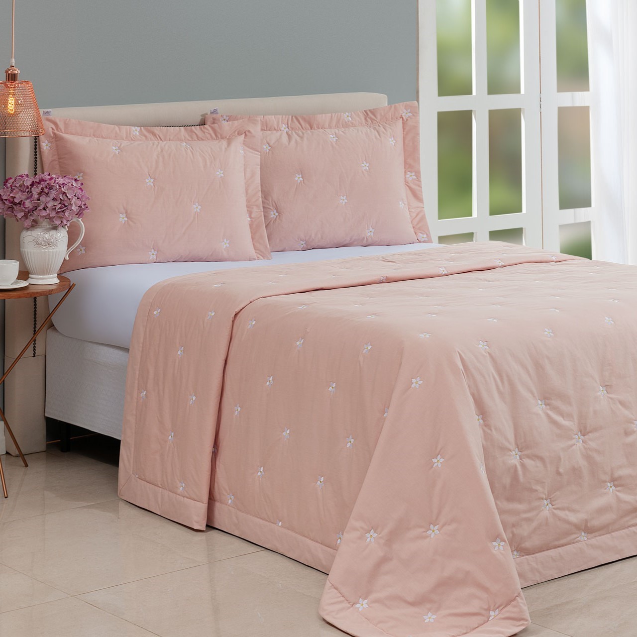 COBRE LEITO KING BEM ME QUER 3 PEÇAS -BORDADO - PERCAL 230 FIOS