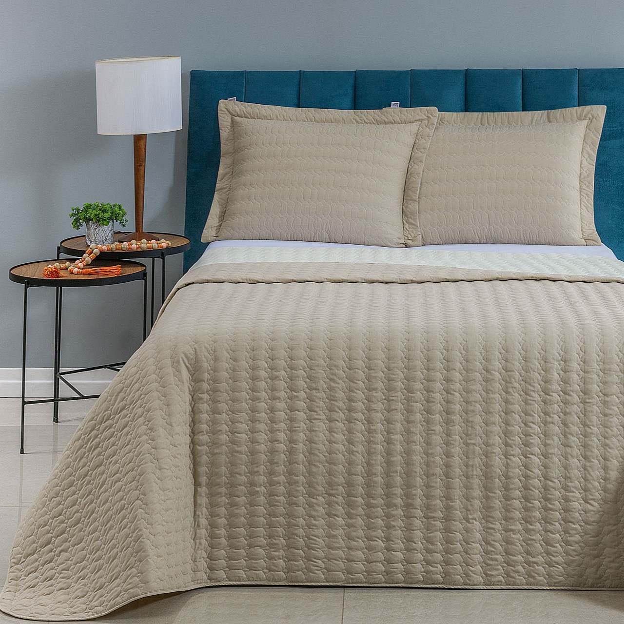 COBRE LEITO DUPLA FACE KING CASUAL 03 PEÇAS - 230 FIOS - medida para Super King foto adicional 3