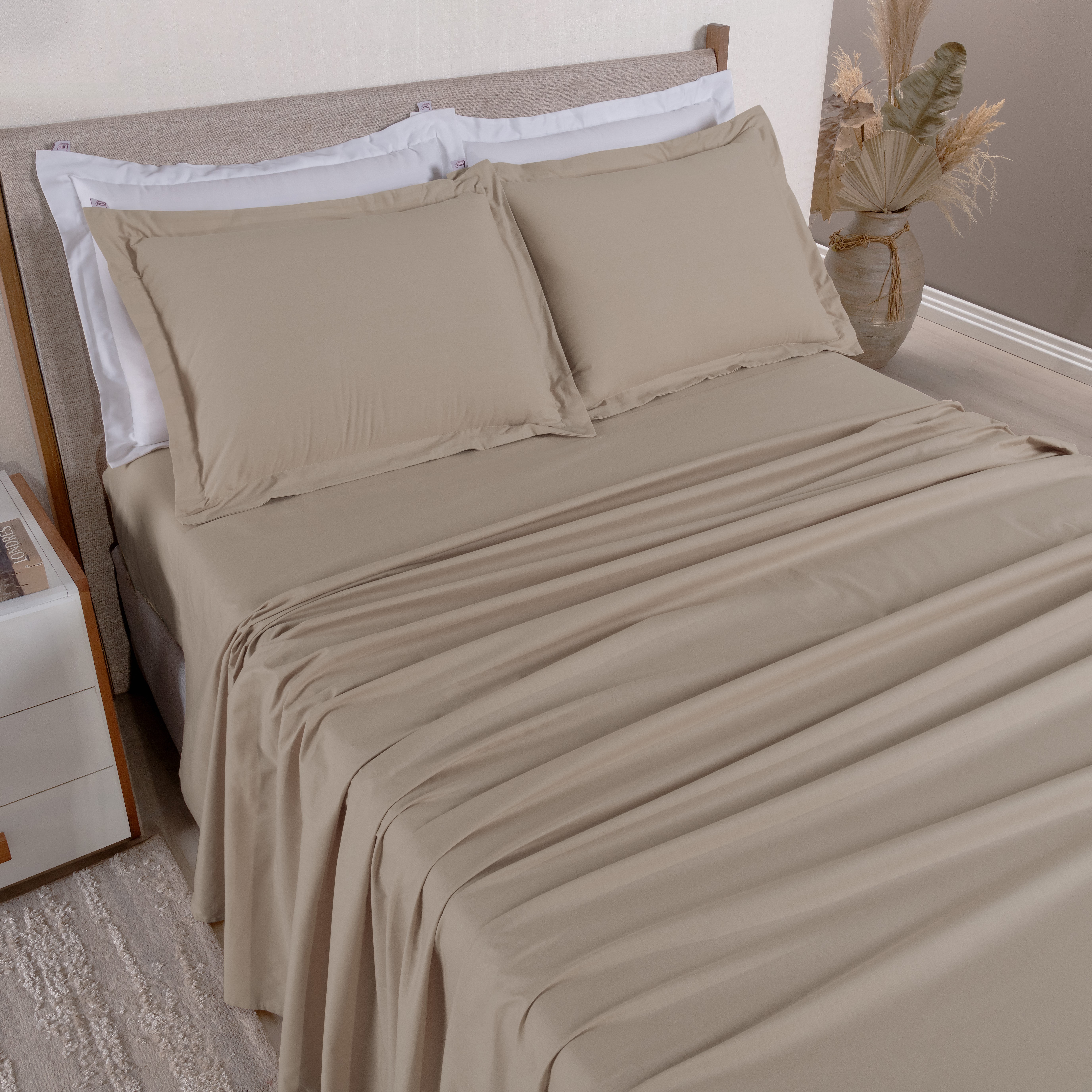 JOGO DE CAMA QUEEN CASUAL  04 PEÇAS - 230 FIOS - PURO ALGODÃO