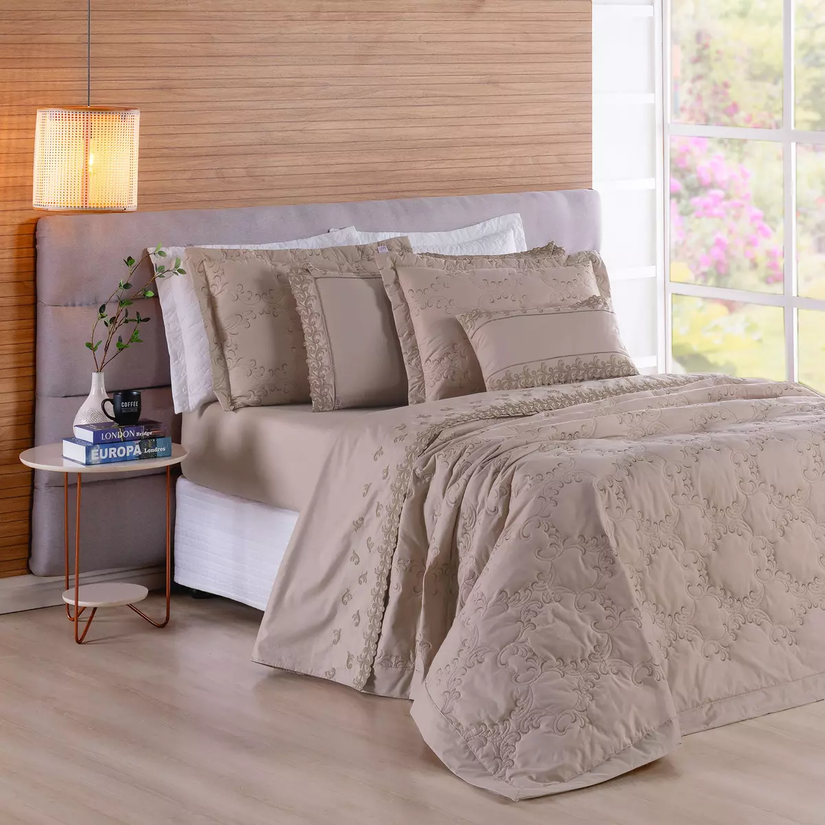 COBRE LEITO KING BORDADO SELECT 3 PEÇAS - 230 FIOS