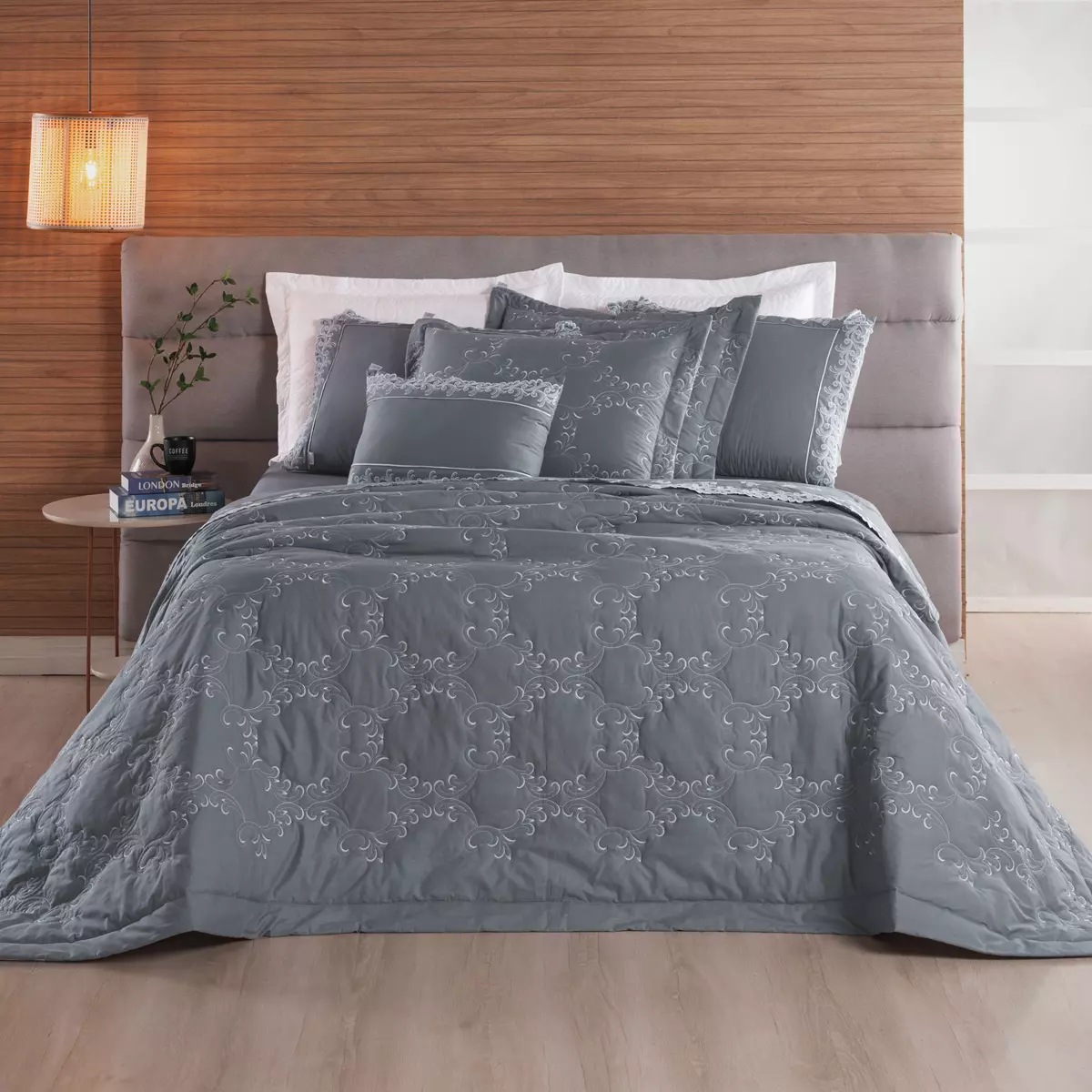 COBRE LEITO KING BORDADO SELECT 3 PEÇAS - 230 FIOS foto adicional 7