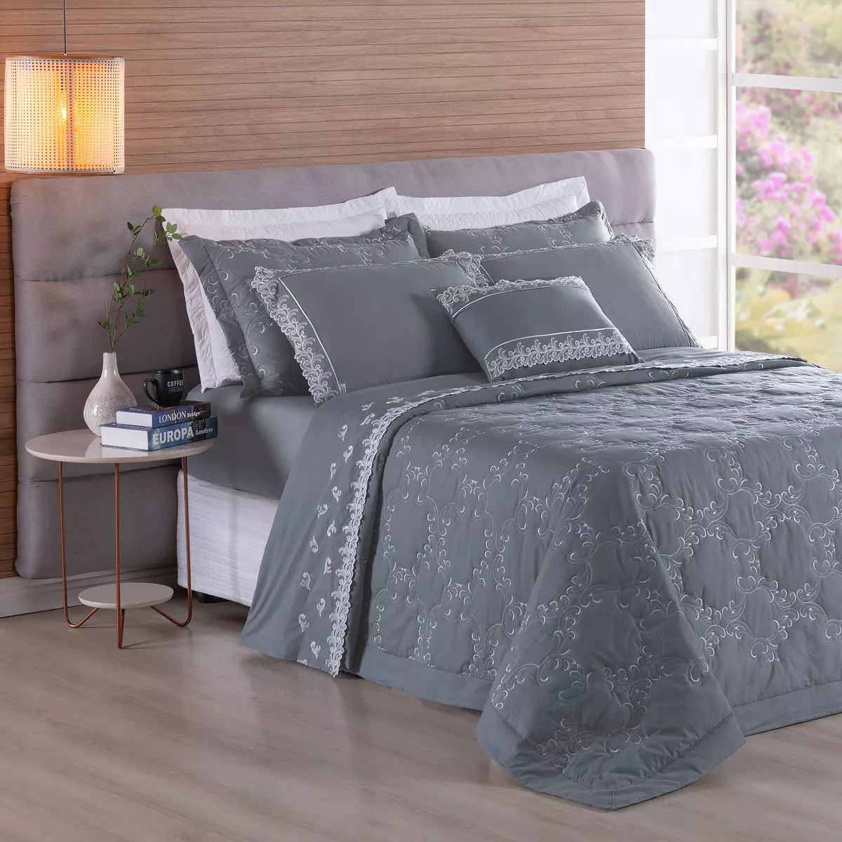 COBRE LEITO QUEEN BORDADO SELECT  3 PEÇAS - 250 FIOS