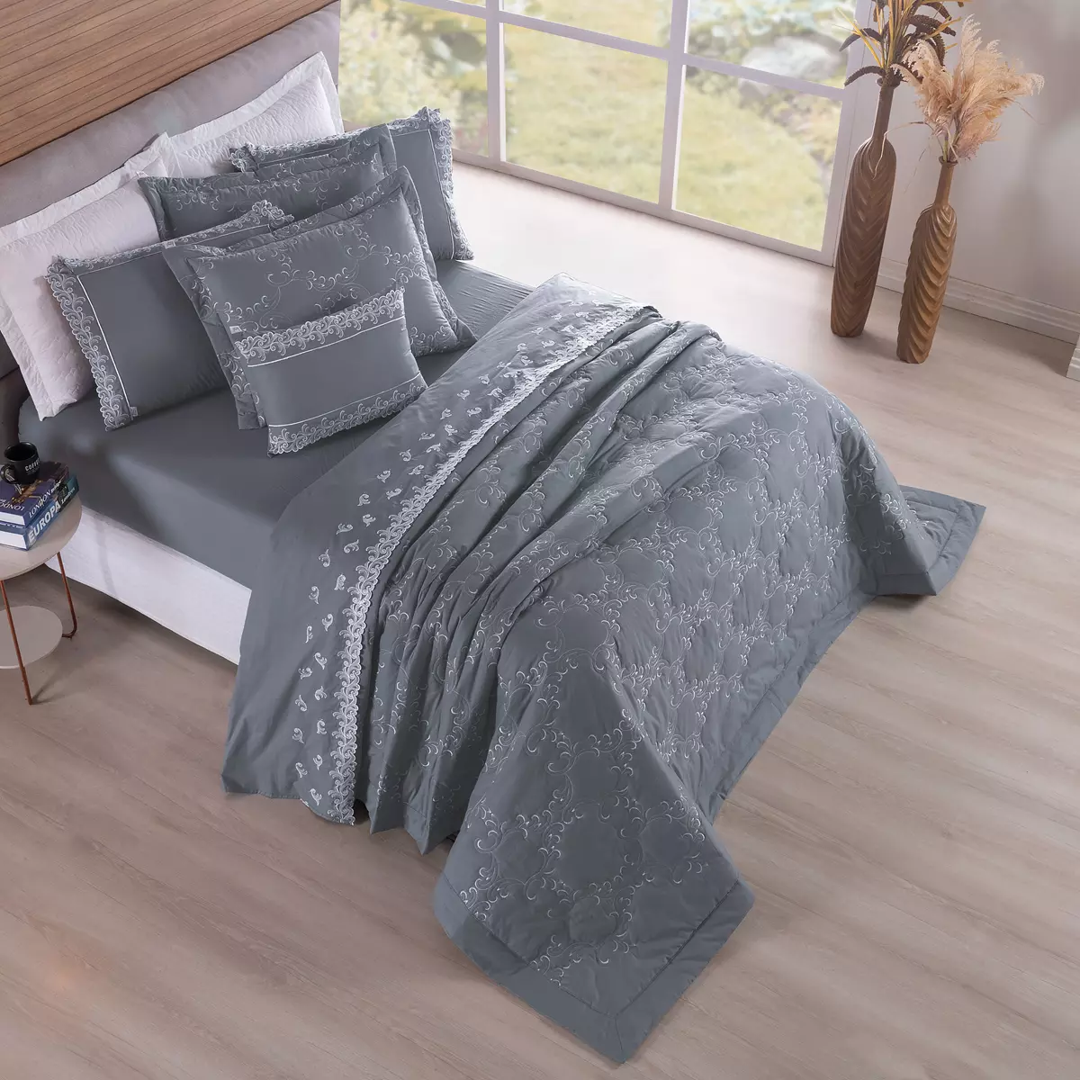 COBRE LEITO QUEEN BORDADO SELECT  3 PEÇAS - 250 FIOS foto adicional 3