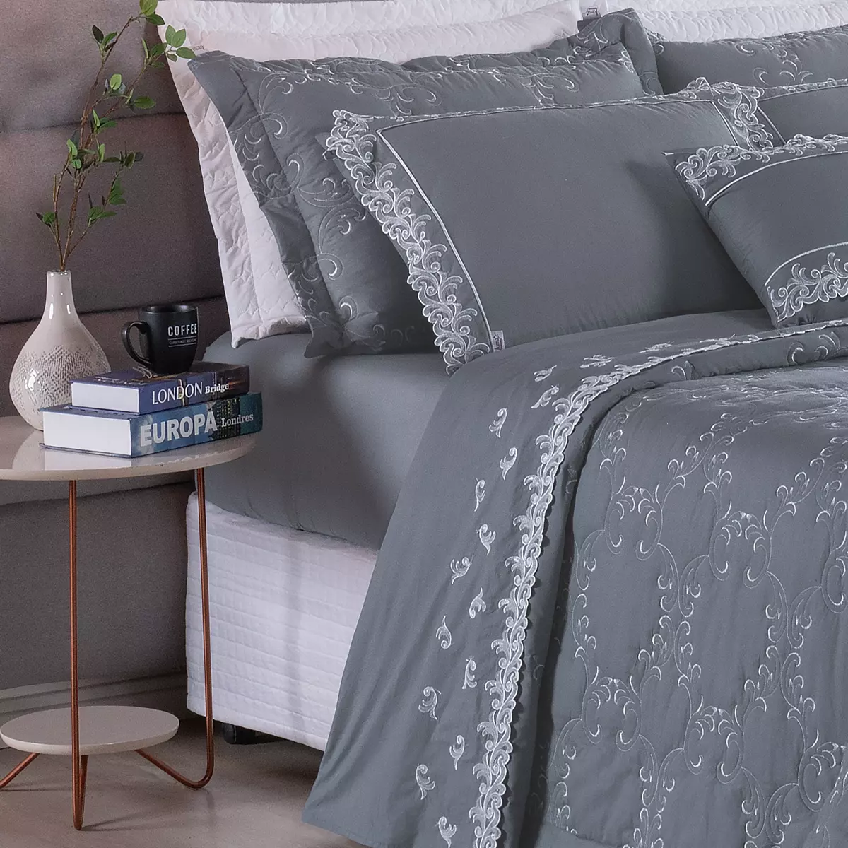 JOGO DE CAMA QUEEN BORDADO SELECT 4 PEÇAS - 230 FIOS foto adicional 5