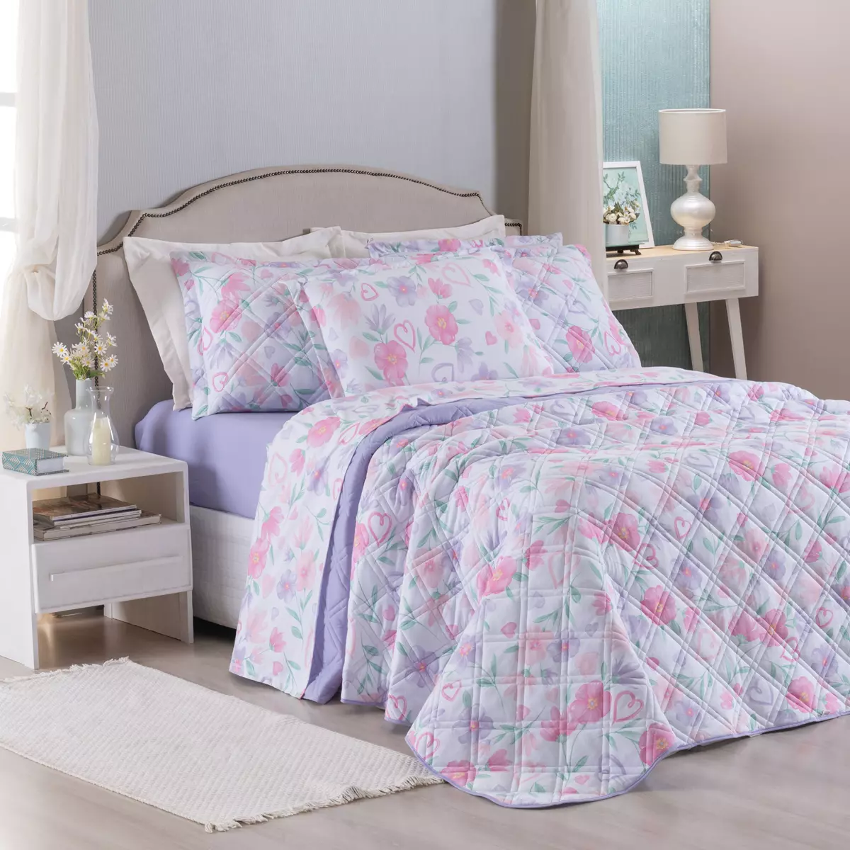 COBRE LEITO KING  MALHA TOP LINE CITY  03 PEÇAS - PURO ALGODÃO -  DUPLA FACE foto adicional 2