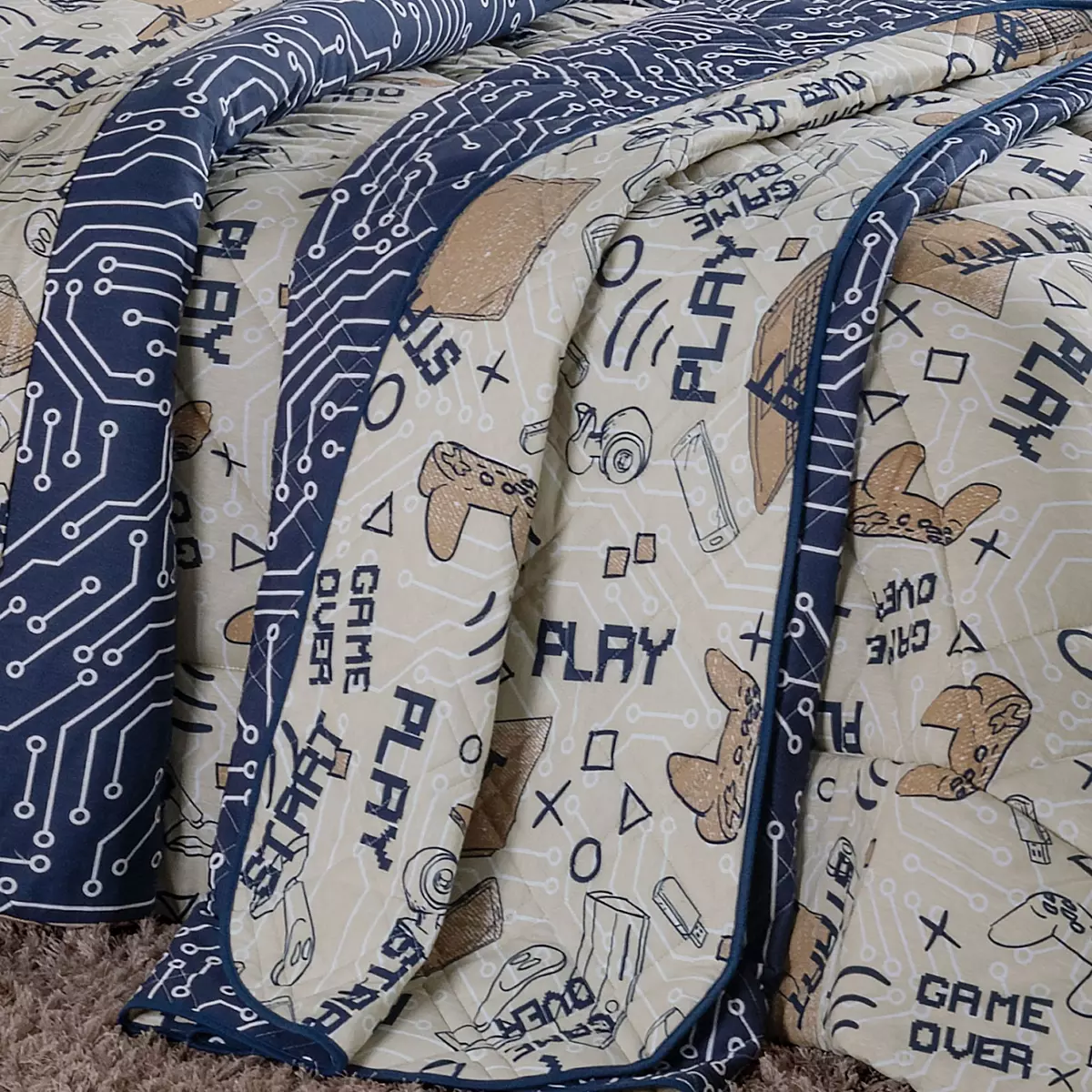 COBRE LEITO INFANTIL - JUVENIL CITY GAME 2 PEÇAS - MALHA  - DUPLA FACE foto adicional 1