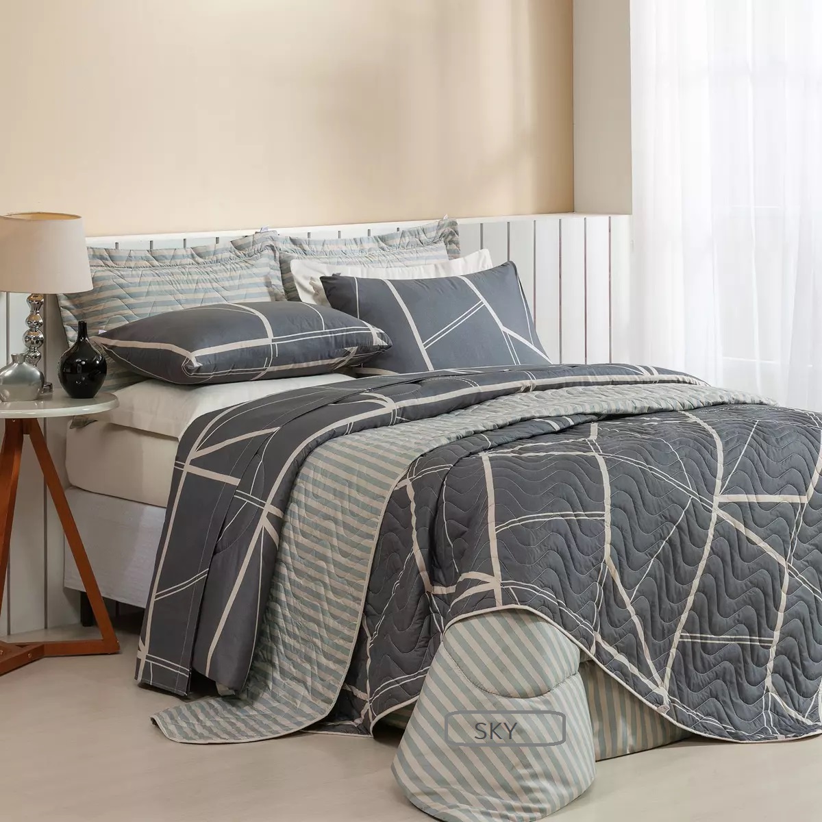 COBRE LEITO KING GOLD 03 PEÇAS  -  HIPERCAL 200 FIOS - 6 ESTAMPAS 