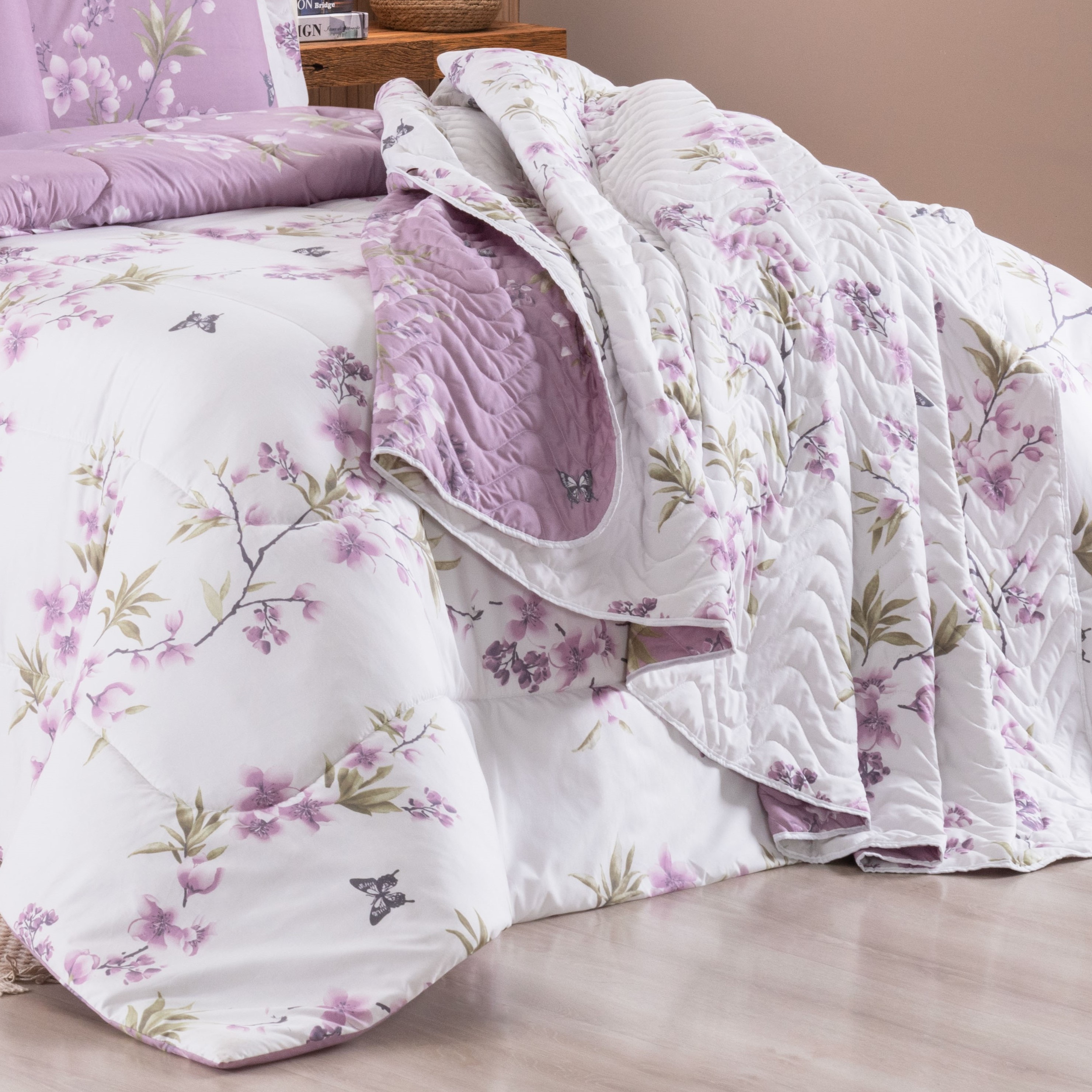 COBRE LEITO KING GOLD 03 PEÇAS  -  HIPERCAL 200 FIOS - 6 ESTAMPAS  foto adicional 5