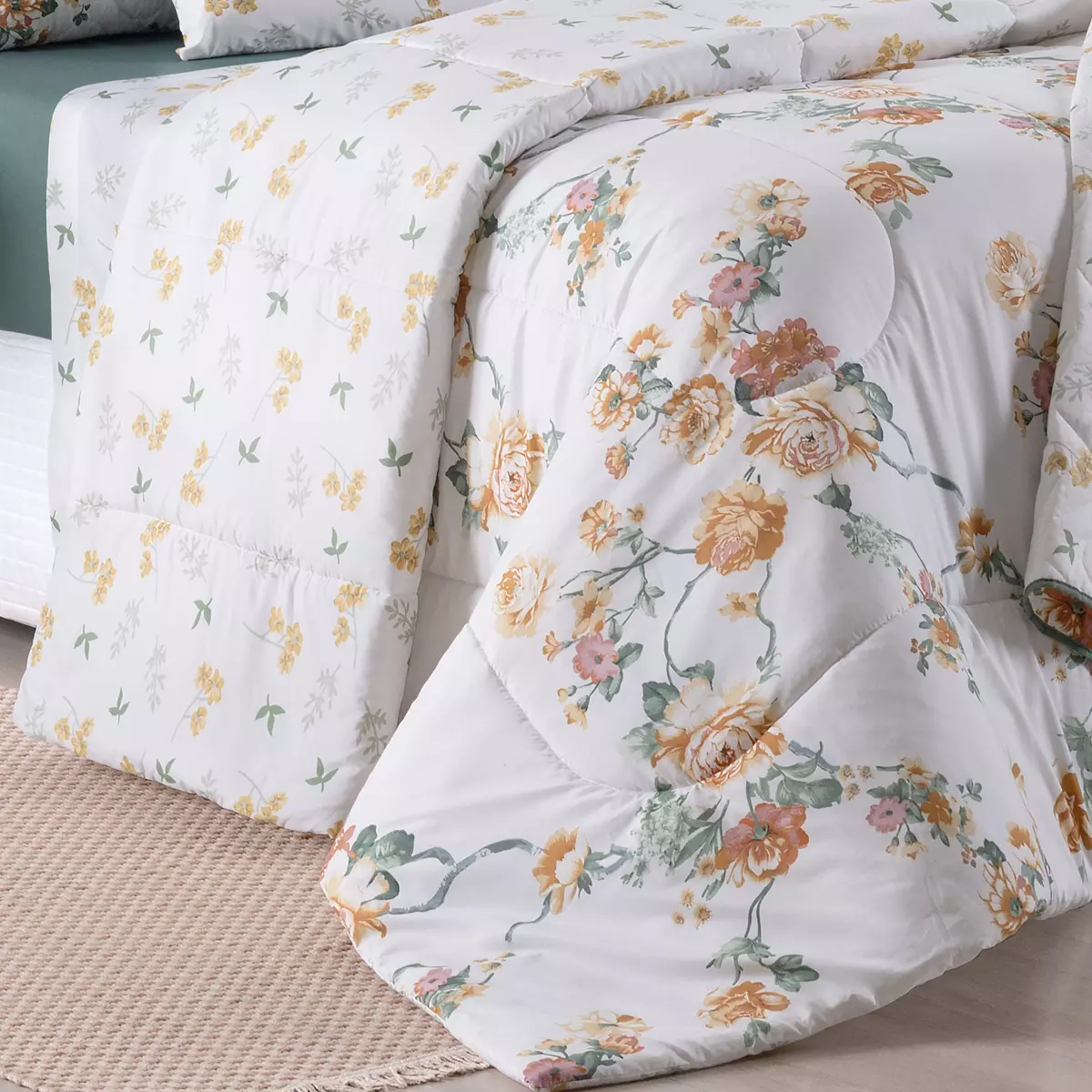 COBRE LEITO KING GOLD 03 PEÇAS  -  HIPERCAL 200 FIOS - 6 ESTAMPAS  foto adicional 6