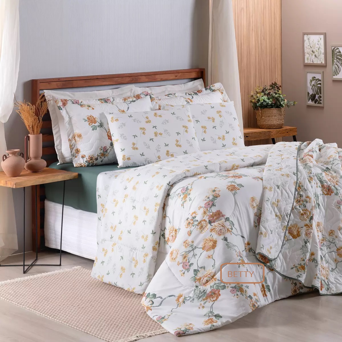 COBRE LEITO QUEEN GOLD 03 PEÇAS -  200 FIOS HIPERCAL - 06 ESTAMPAS  foto adicional 8