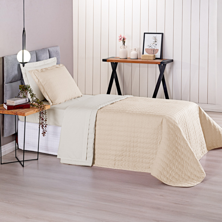 COBRE LEITO  SOLTEIRO DUPLA FACE CASUAL  2 PEÇAS  - 230 FIOS - 100% Algodão foto adicional 2