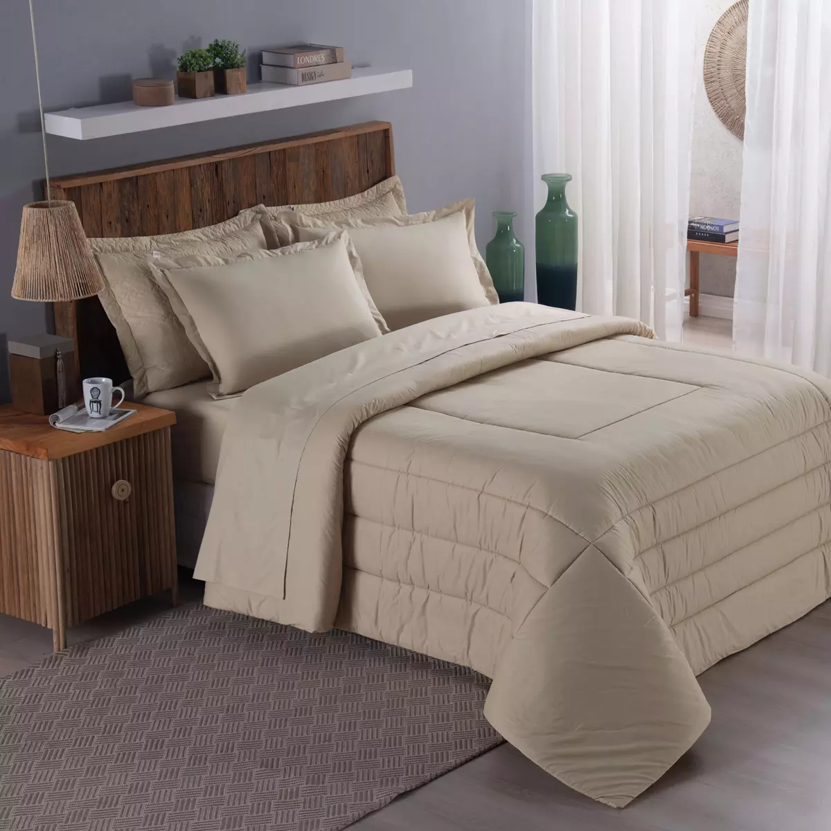 EDREDOM QUEEN CASUAL 1 PEÇA -  PERCAL 230 FIOS 100% ALGODÃO - DUPLA FACE 