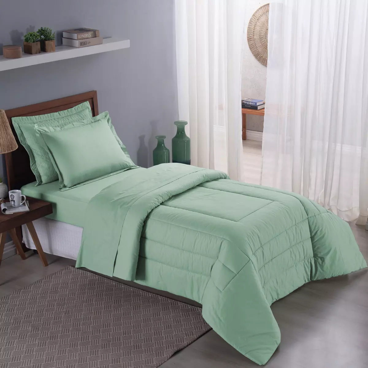 EDREDOM SOLTEIRO CASUAL 1 PEÇA -  PERCAL 230 FIOS 100% ALGODÃO - DUPLA FACE  foto adicional 4