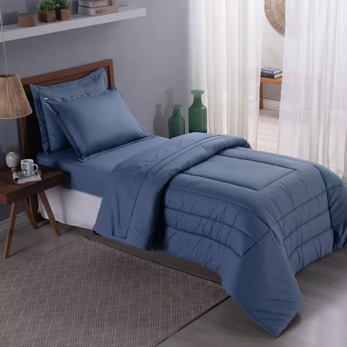 EDREDOM SOLTEIRO CASUAL 1 PEÇA -  PERCAL 230 FIOS 100% ALGODÃO - DUPLA FACE  foto adicional 6