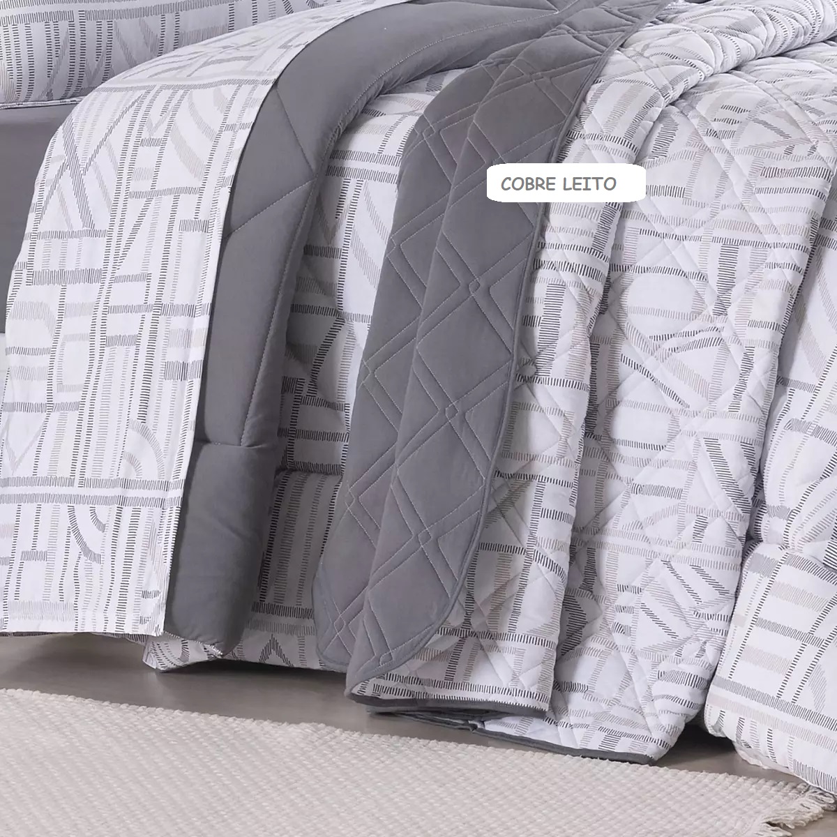 COBRE LEITO QUEEN MALHA TOP LINE CITY  03 PEÇAS - PURO ALGODÃO -  DUPLA FACE foto adicional 1