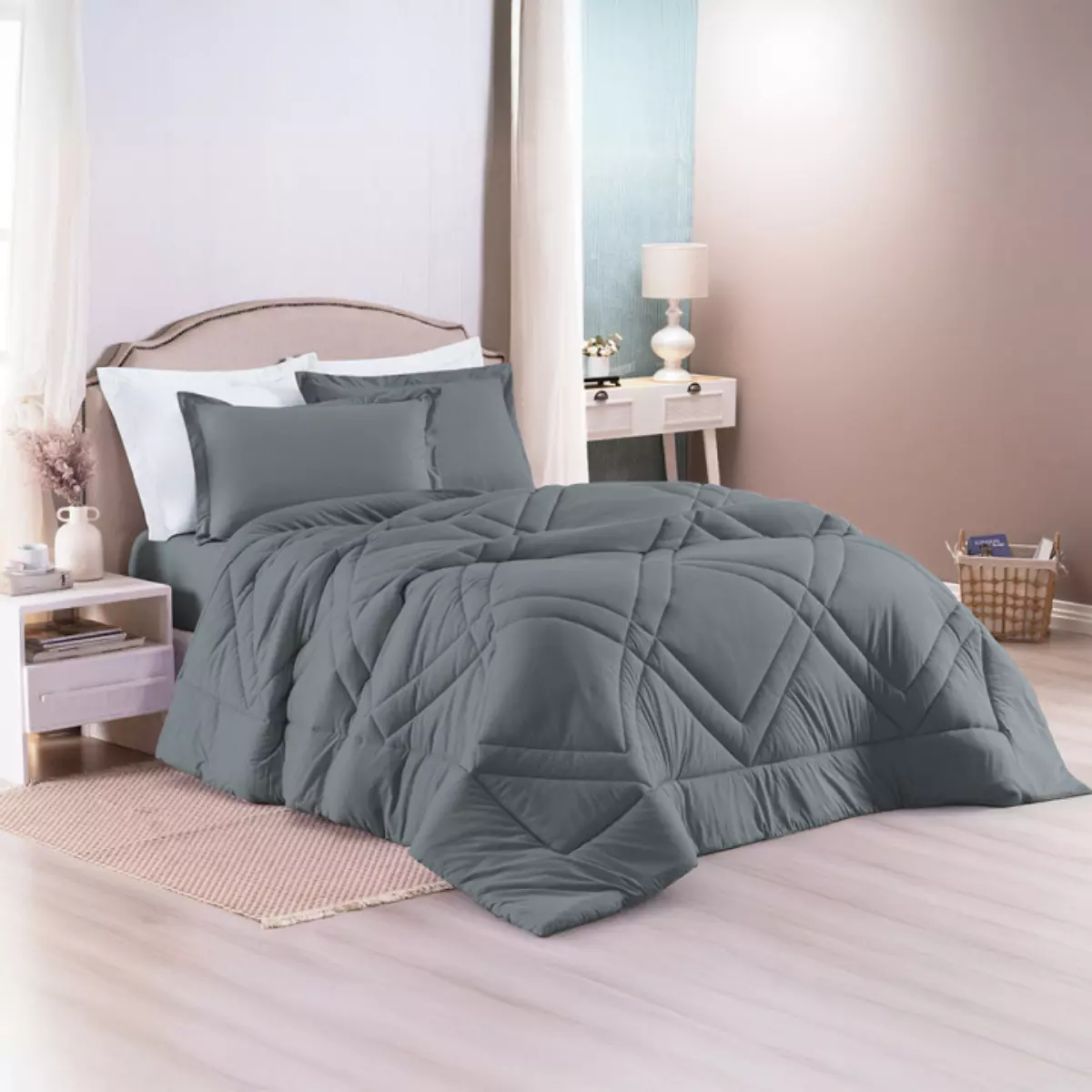 EDREDOM QUEEN BASIC 01 PEÇA -   MALHA FIO PENTEADO -  DUPLA FACE 