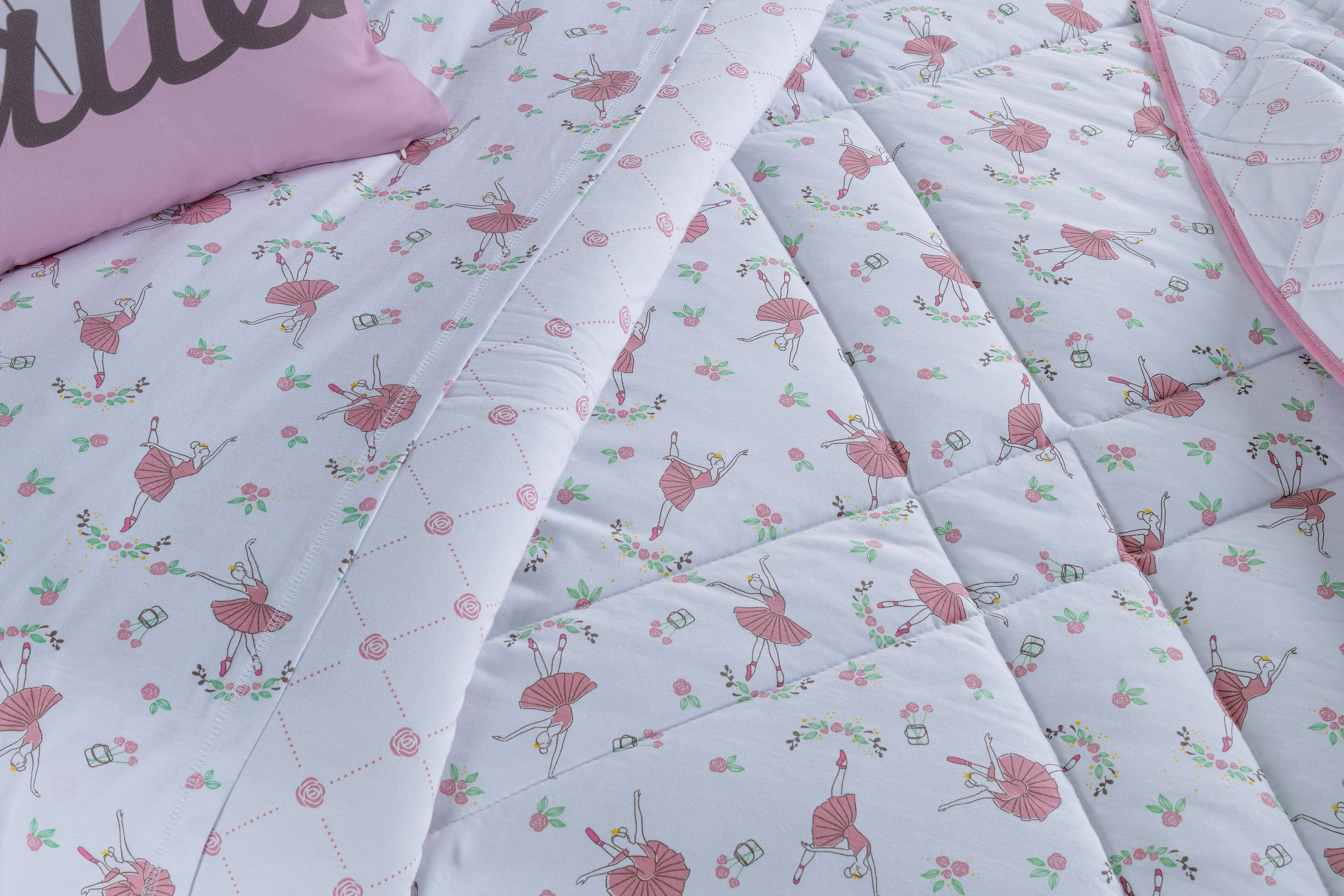 COBRE LEITO BALLET  INFANTIL  MALHA  02 PEÇAS  - DUPLA FACE foto adicional 2