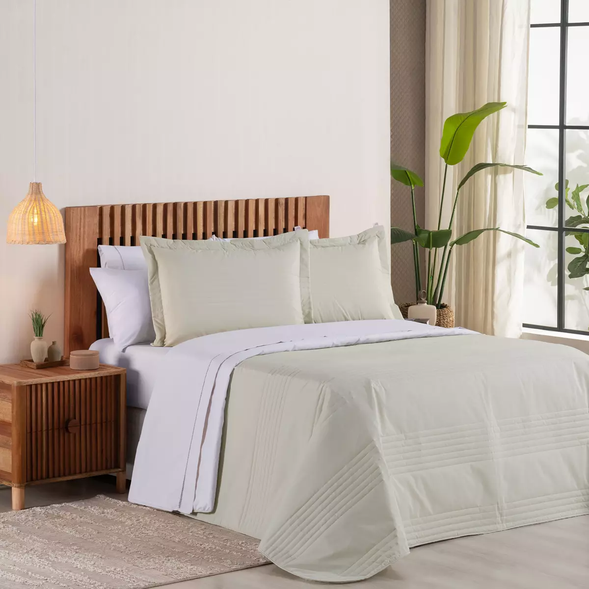 COBRE LEITO CASAL PREMIER 200 FIOS TOQUE DE ALGODÃO 4 PEÇAS foto adicional 4