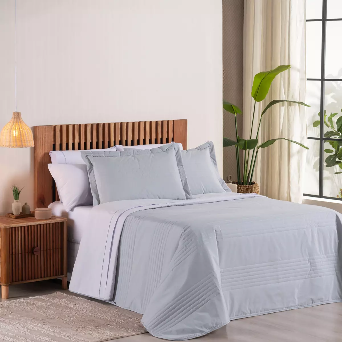 COBRE LEITO CASAL PREMIER 200 FIOS TOQUE DE ALGODÃO 4 PEÇAS foto adicional 5