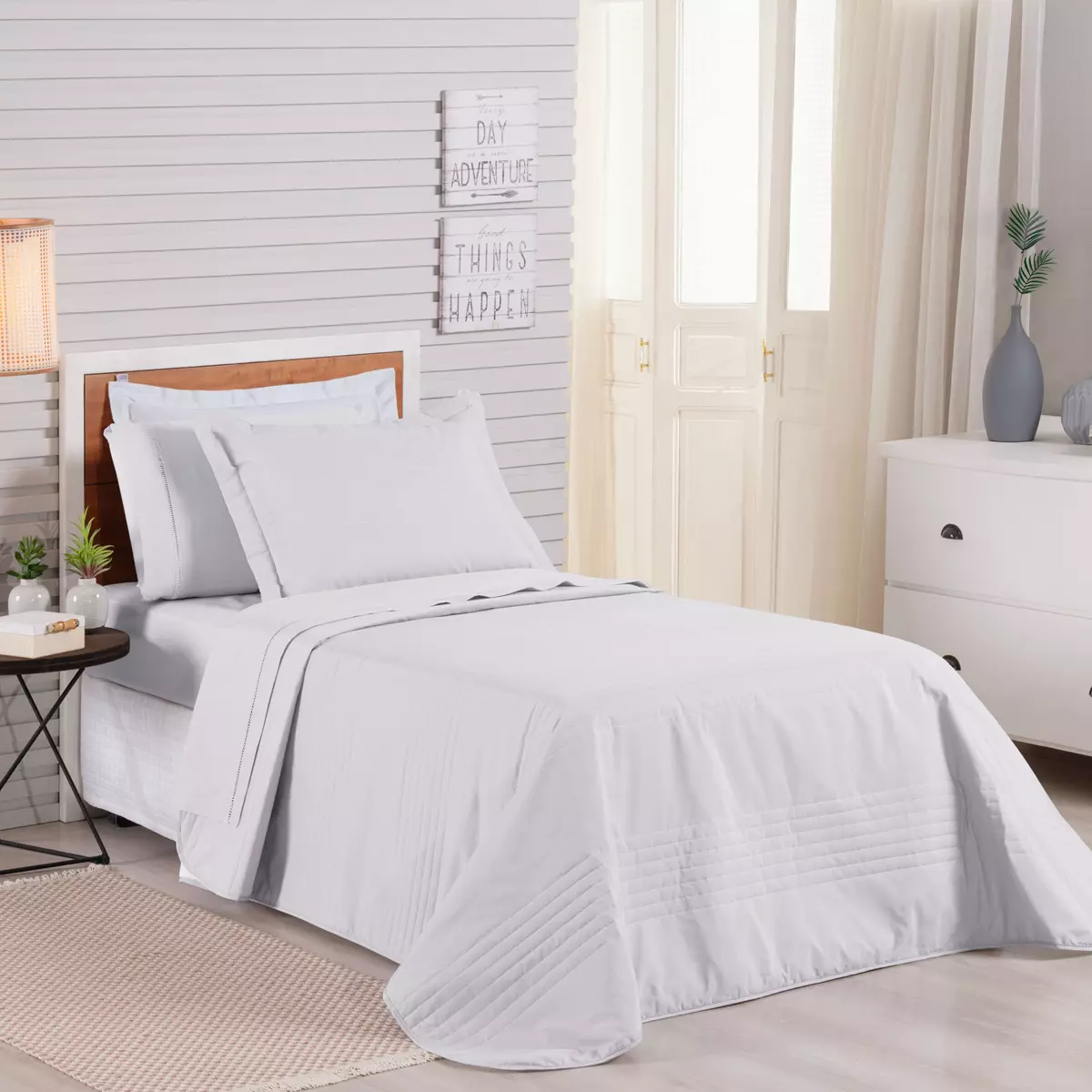 COBRE LEITO PREMIER KING DUPLA FACE 200 FIOS TOQUE DE ALGODÃO 3 PEÇAS  foto adicional 1