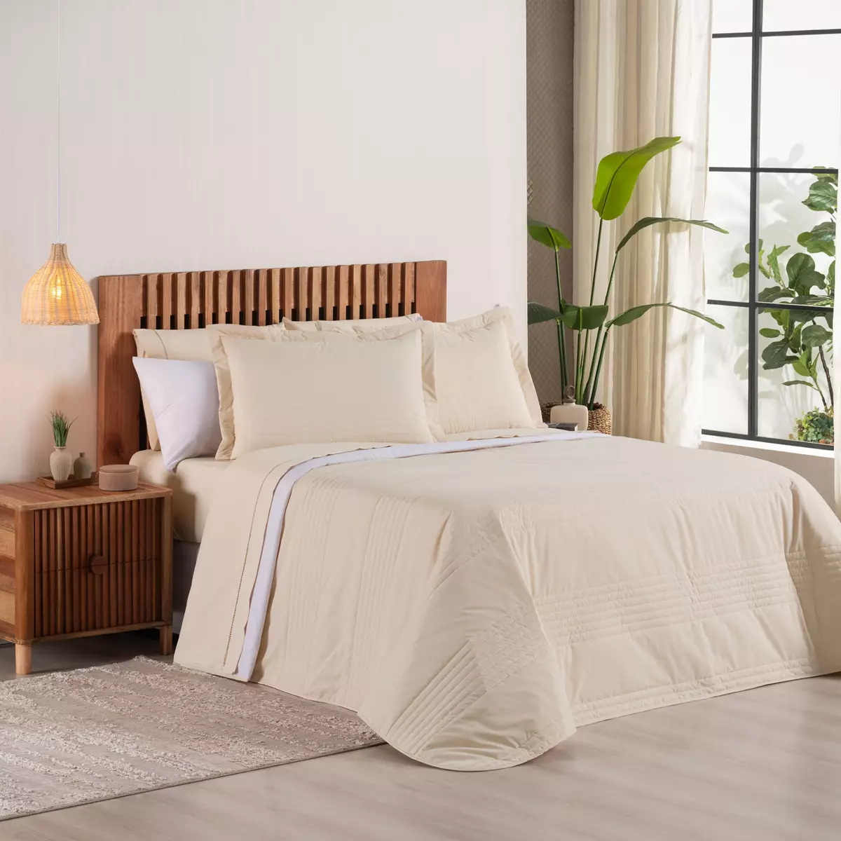 COBRE LEITO PREMIER KING DUPLA FACE 200 FIOS TOQUE DE ALGODÃO 3 PEÇAS  foto adicional 2