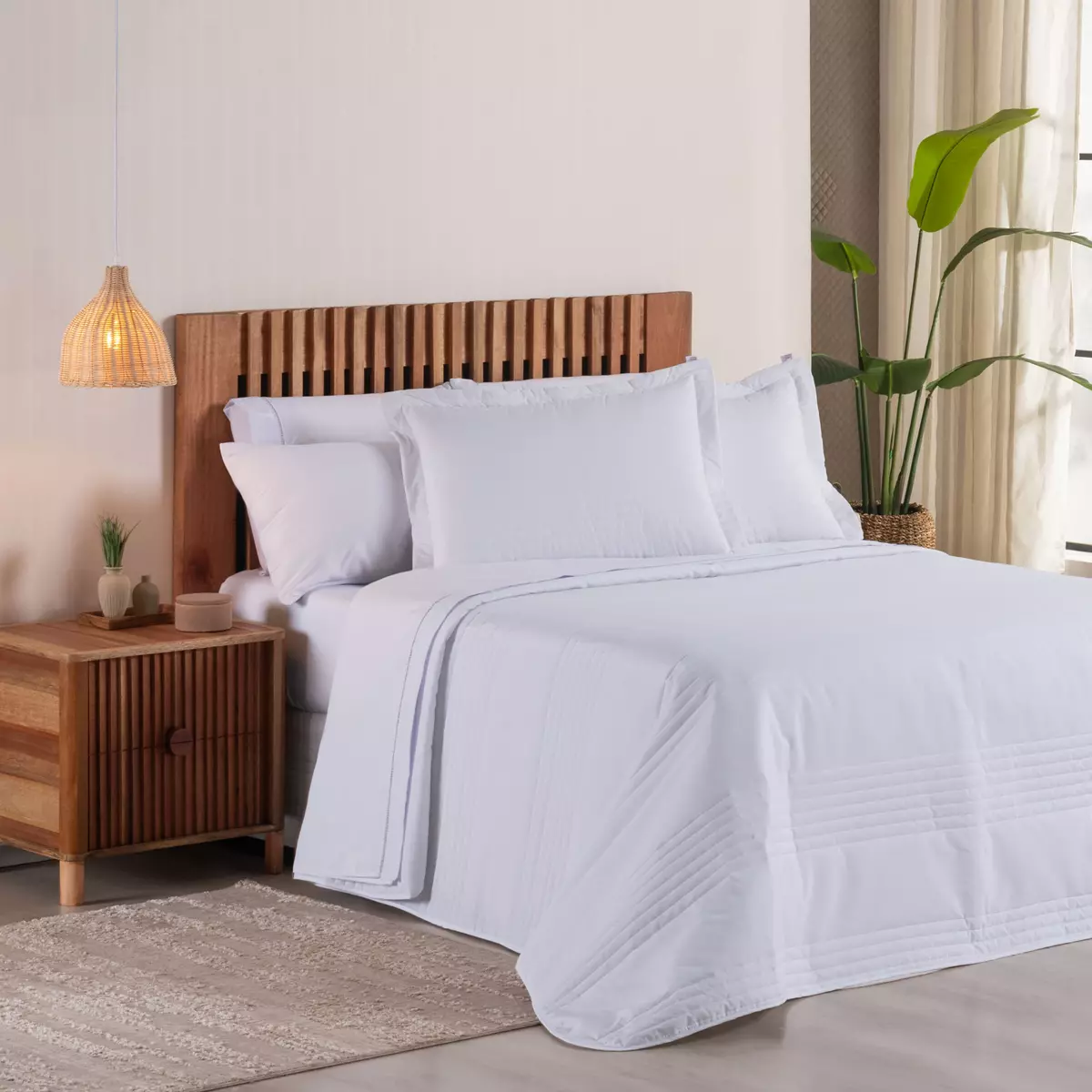 COBRE LEITO QUEEN PREMIER 200 FIOS TOQUE DE ALGODÃO 4 PEÇAS