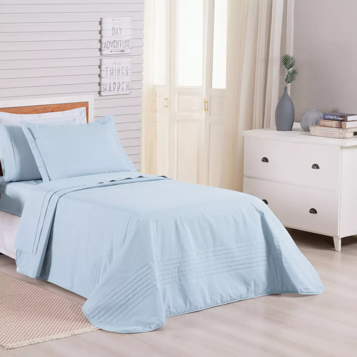 COBRE LEITO SOLTEIRO PREMIER DUPLA FACE 200 FIOS TOQUE DE ALGODÃO 2 PEÇAS foto adicional 1