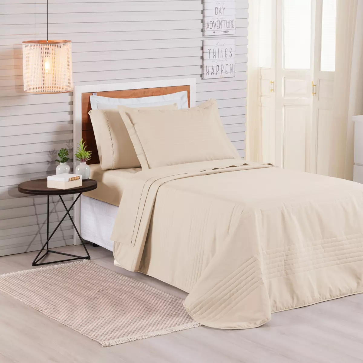 COBRE LEITO SOLTEIRO PREMIER DUPLA FACE 200 FIOS TOQUE DE ALGODÃO 2 PEÇAS foto adicional 2