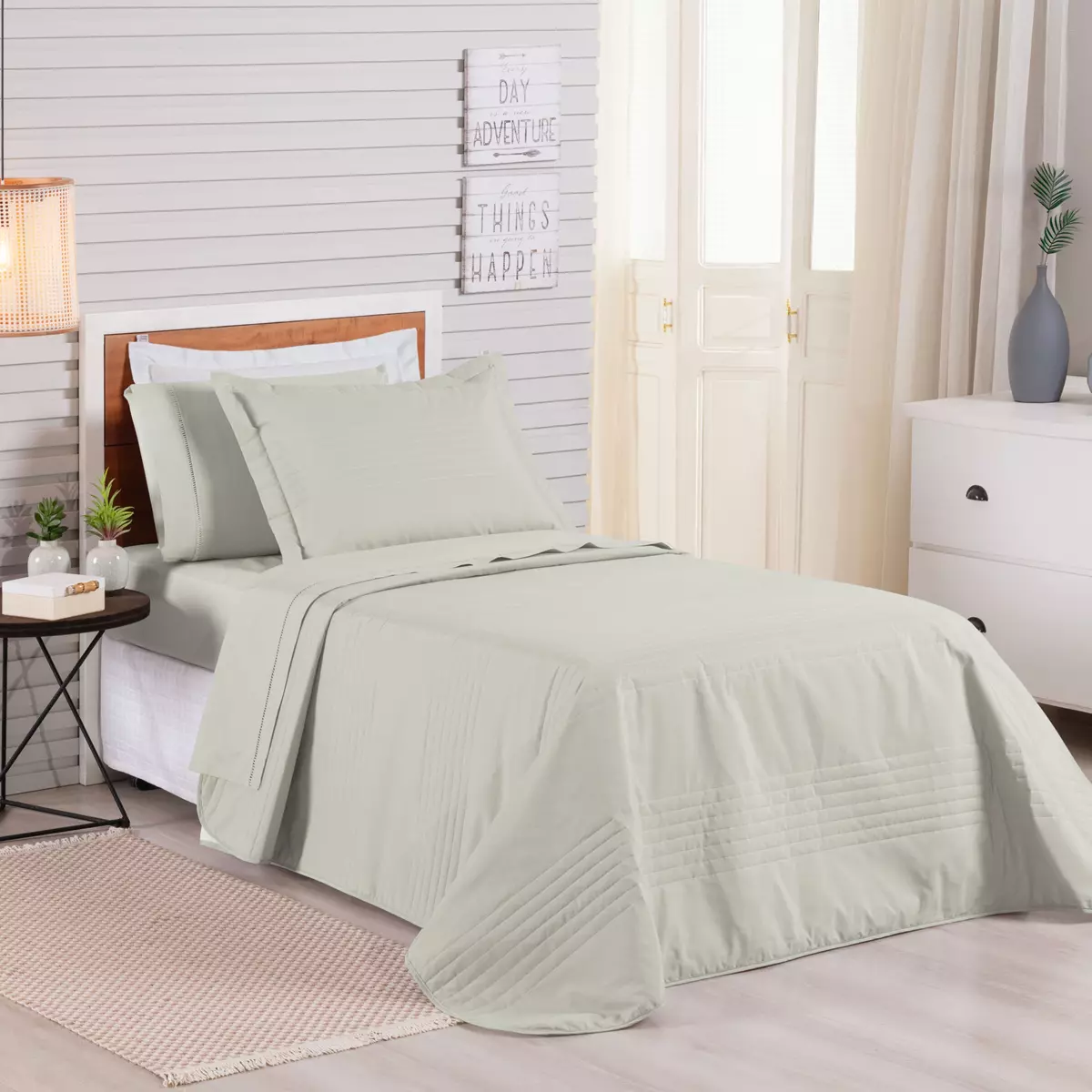 COBRE LEITO SOLTEIRO PREMIER DUPLA FACE 200 FIOS TOQUE DE ALGODÃO 2 PEÇAS foto adicional 3