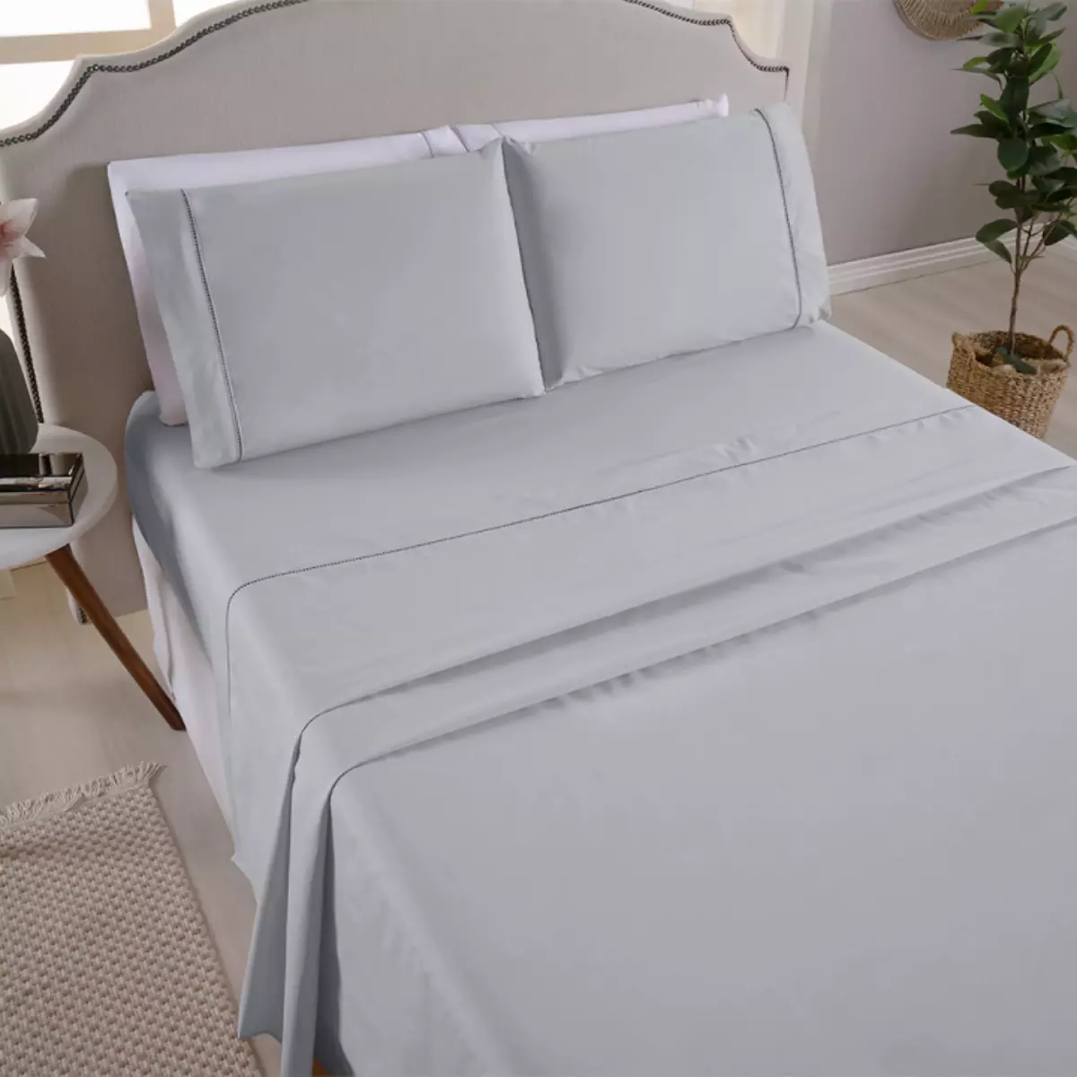 JOGO DE CAMA KING PREMIER 200 FIOS TOQUE DE ALGODÃO 4 PEÇAS