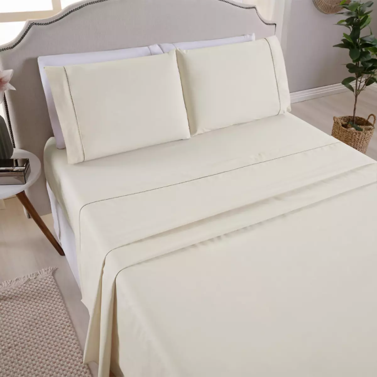 JOGO DE CAMA KING PREMIER 200 FIOS TOQUE DE ALGODÃO 4 PEÇAS foto adicional 1