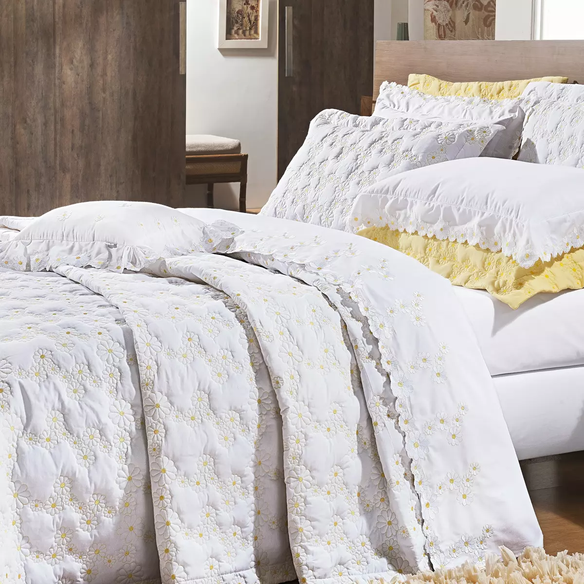 COBRE LEITO KING NUANCE 03 PEÇAS - PERCAL 250 FIOS - BORDADO foto adicional 1