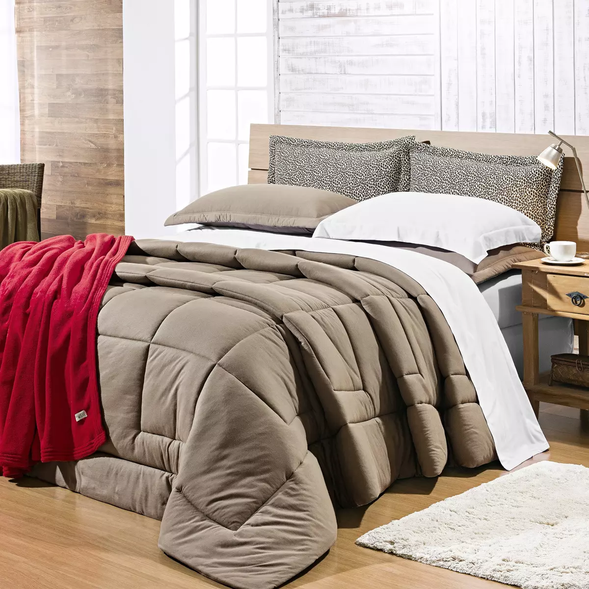 KIT EDREDOM QUEEN MALHA NATURA 01 PEÇA - DUPLA FACE - 8 CORES 