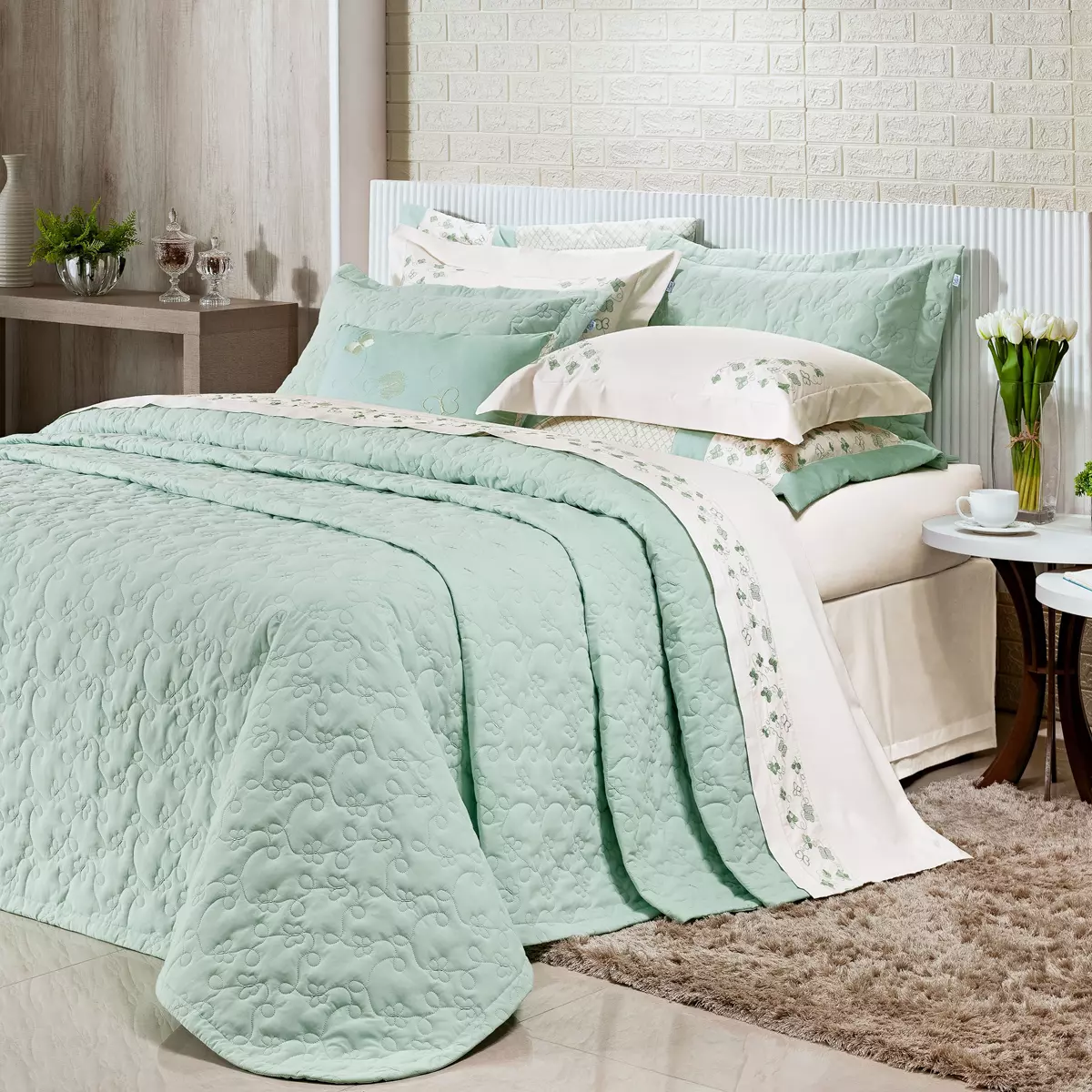 COBRE LEITO  KING AMALF 03 PEÇAS -  PERCAL 200 Fios foto adicional 2