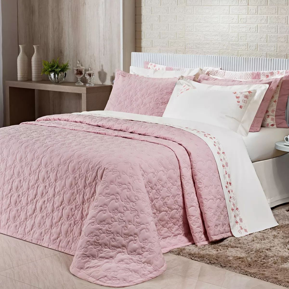 COBRE LEITO  QUEEN  AMALF 03 PEÇAS -  PERCAL 200 FIOS