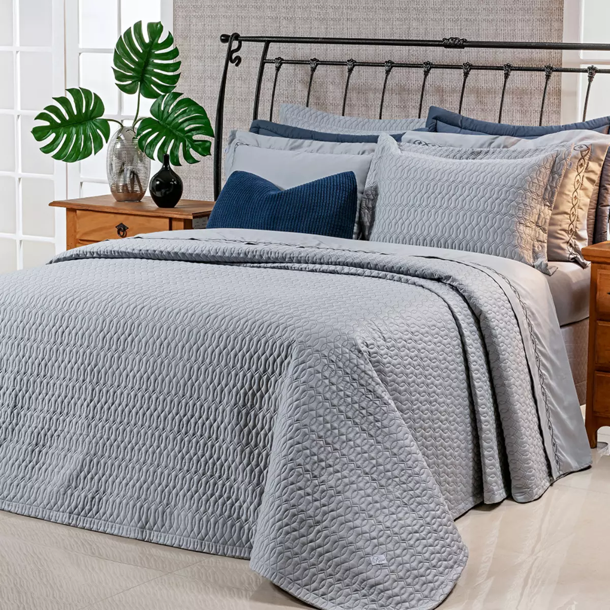 COBRE LEITO KING AYLA 3 PEÇAS - 400 FIOS EGIPCIOS foto adicional 2