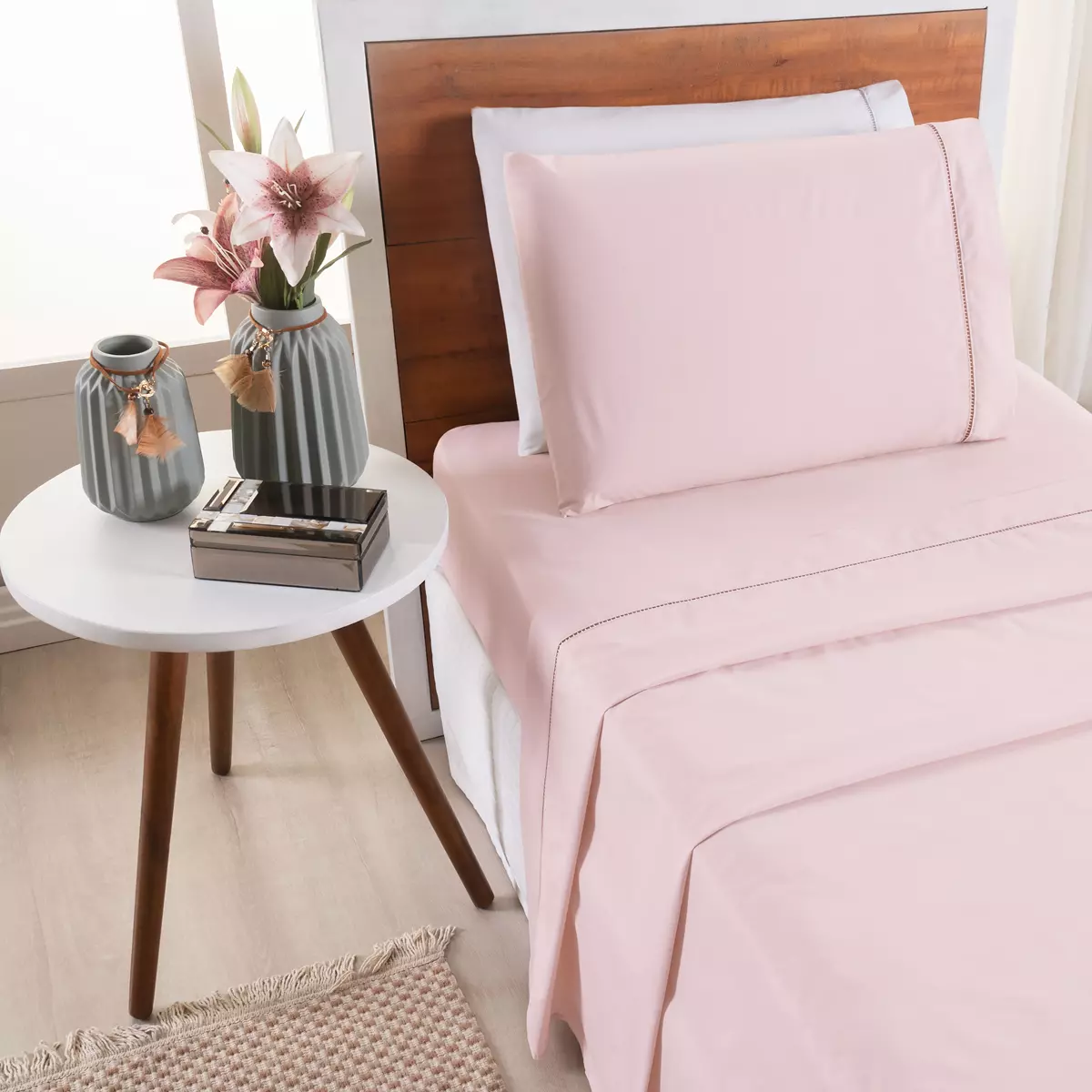 JOGO DE CAMA SOLTEIRO PREMIER  200 FIOS TOQUE DE ALGODÃO 3 PEÇAS