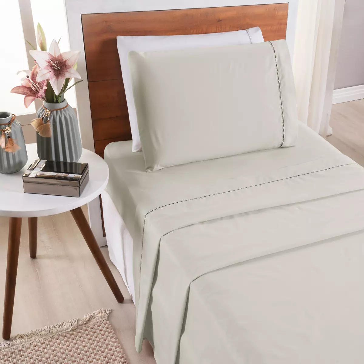 JOGO DE CAMA SOLTEIRO PREMIER  200 FIOS TOQUE DE ALGODÃO 3 PEÇAS foto adicional 4