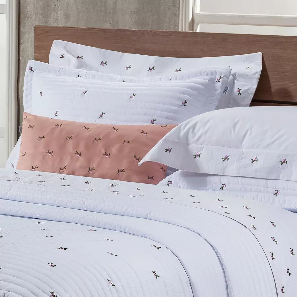 JOGO DE CAMA KING IPANEMA 04 PEÇAS -  PERCAL 200 Fios - BORDADO