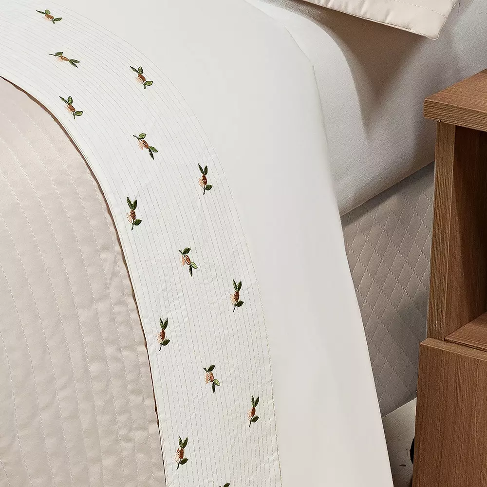 JOGO DE CAMA QUEEN IPANEMA 04 PEÇAS -  PERCAL 200 Fios - BORDADO foto adicional 2