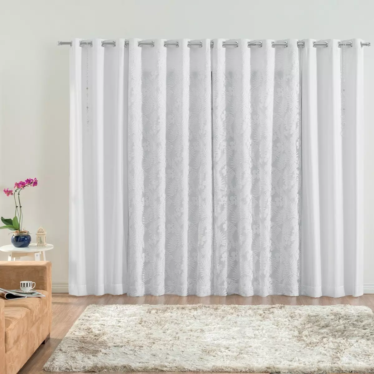 CORTINA BALLI DE DEVORÊ BORDADA - 3,00M X 2,50M- FORRO AGREGADO