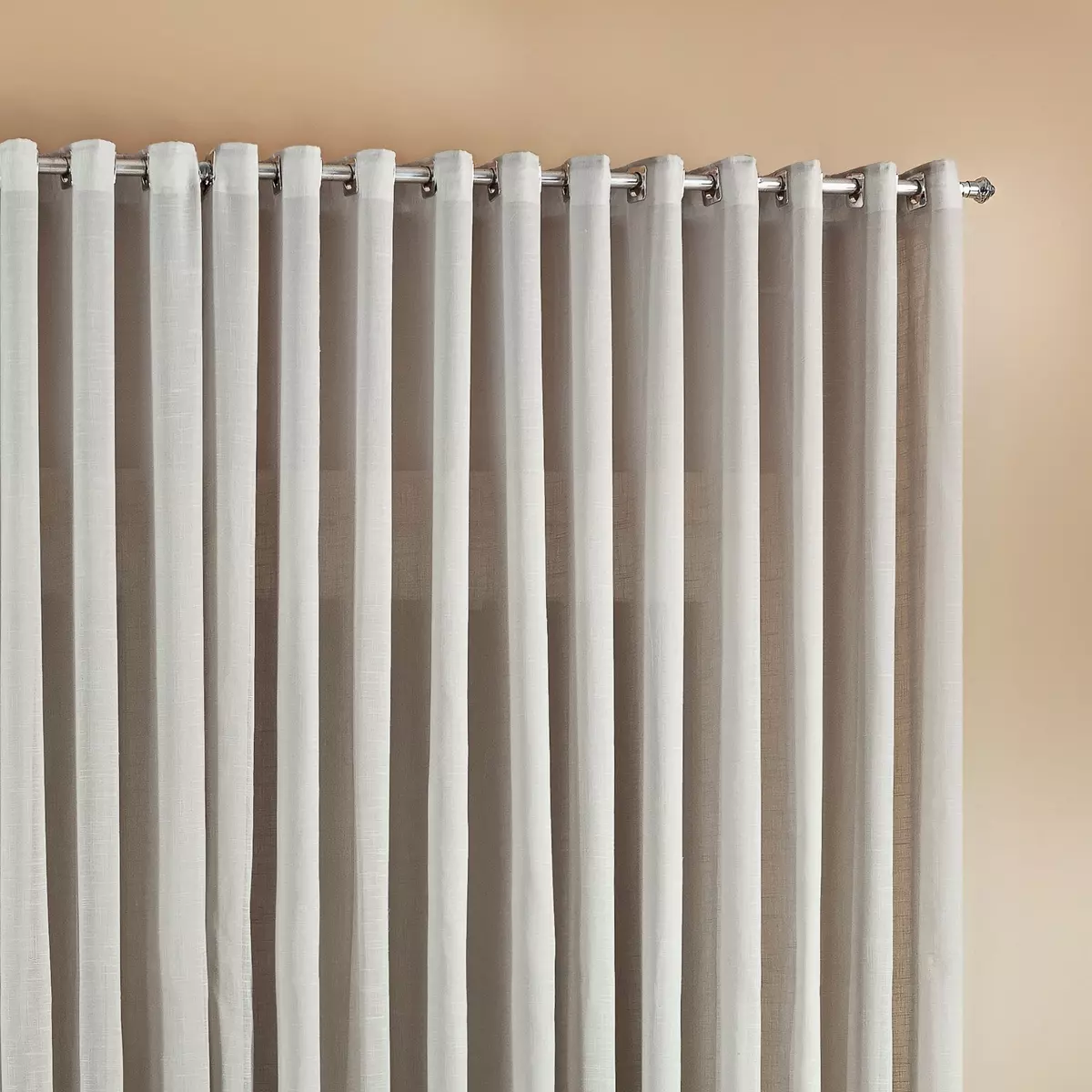 CORTINA TRÉCCIA  DE GAZE DE LINHO E VOIL BORDADO COM ILHÓS CROMADO PARA ESPAÇO DE 3,00 M LARG X 2,80M ALT. foto adicional 1