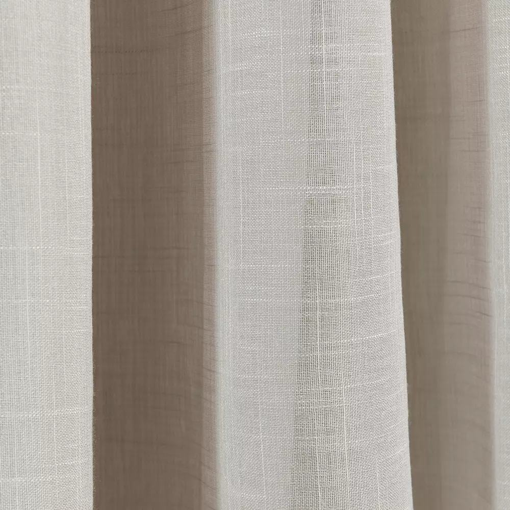 CORTINA TRÉCCIA  DE GAZE DE LINHO E VOIL BORDADO COM ILHÓS CROMADO PARA ESPAÇO DE 3,00 M LARG X 2,80M ALT. foto adicional 2