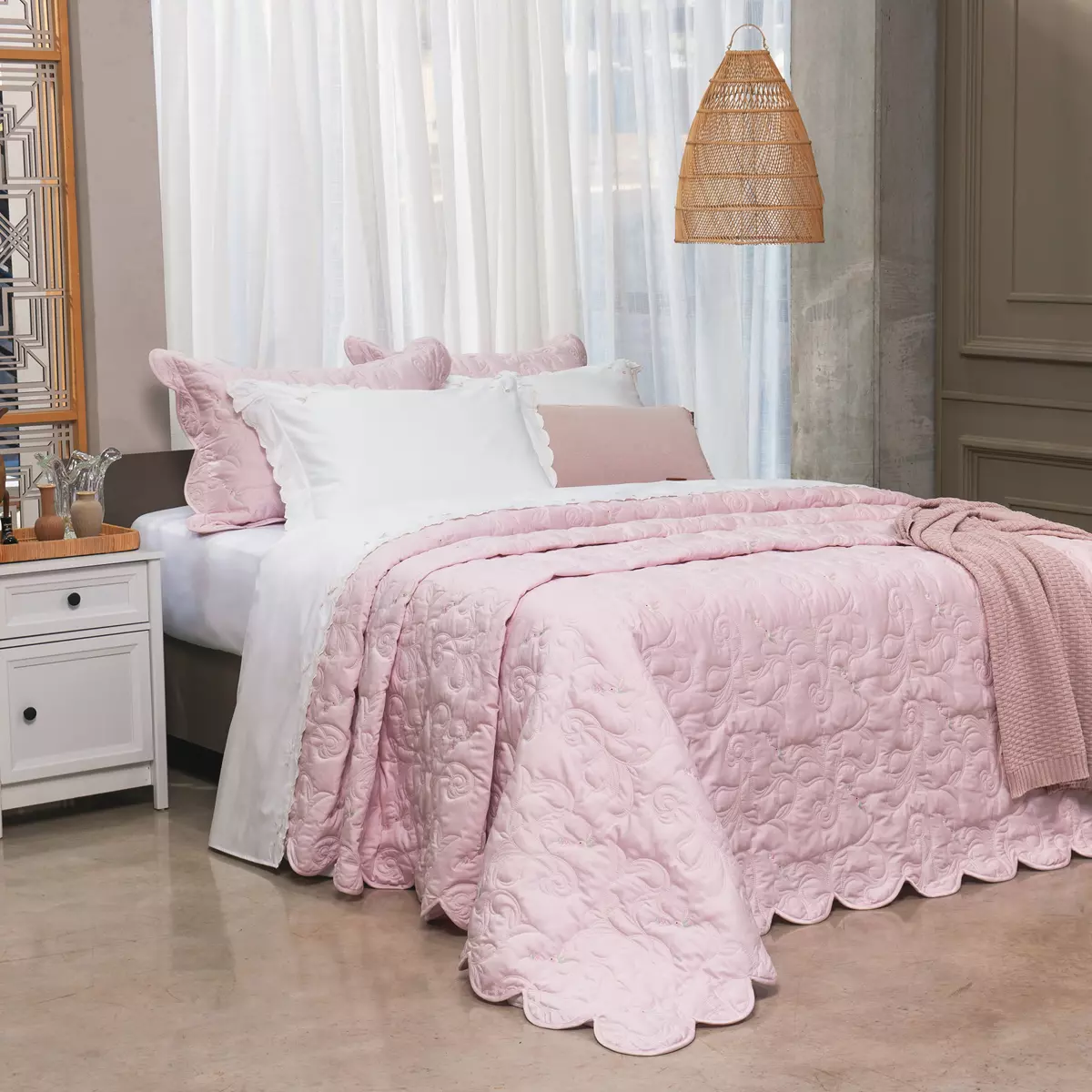 COBRE LEITO KING FLORIAN 03 PEÇAS - 400 FIOS EGIPCIOS